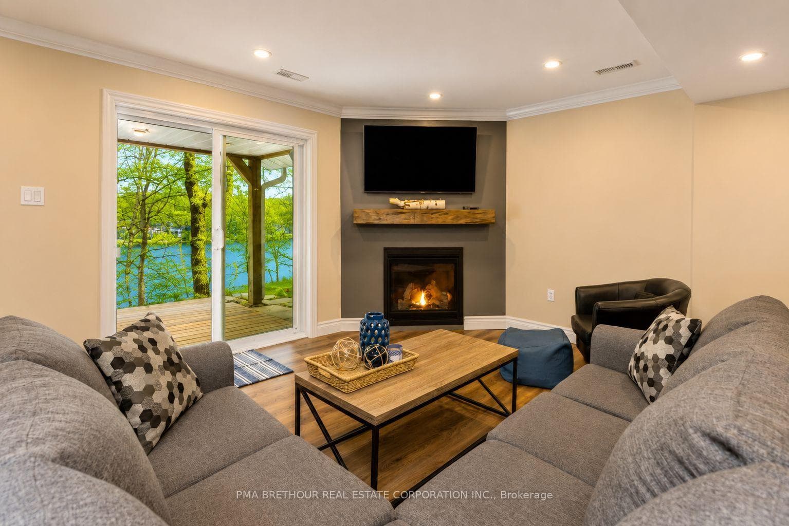 Walkout Finished Basement with Fireplace
