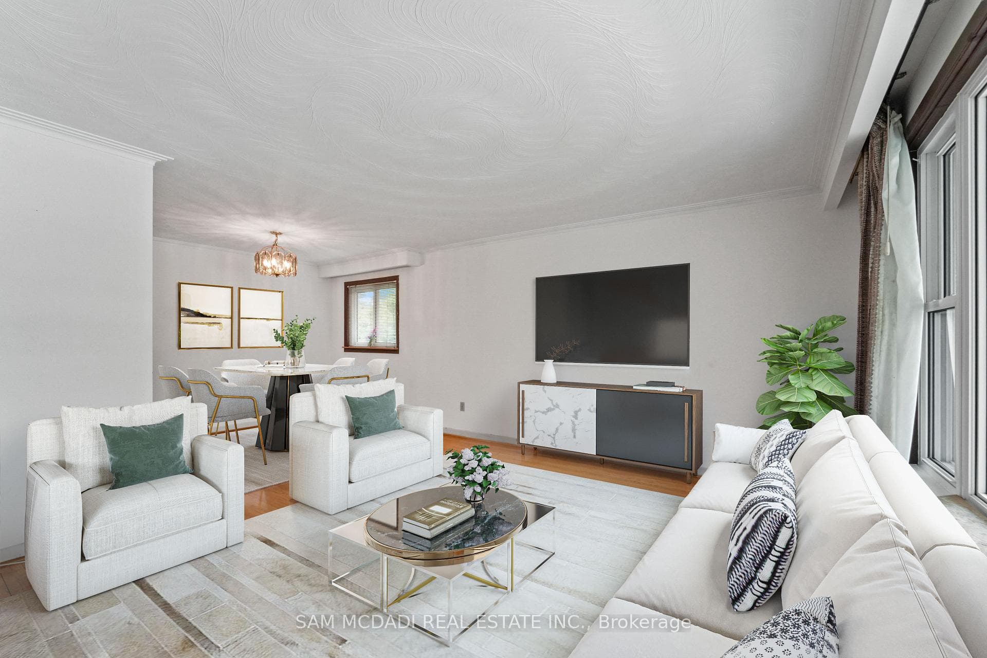 Virtually staged Living/Dining