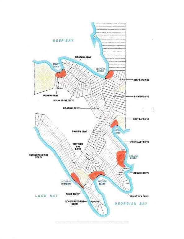 Bayview Map showing deeded water access points
