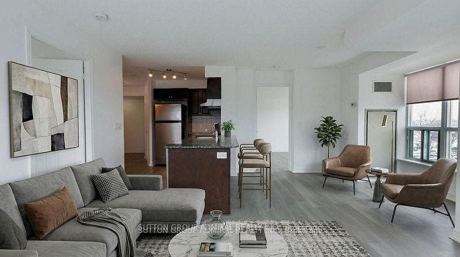 Open concept living area - virtually staged