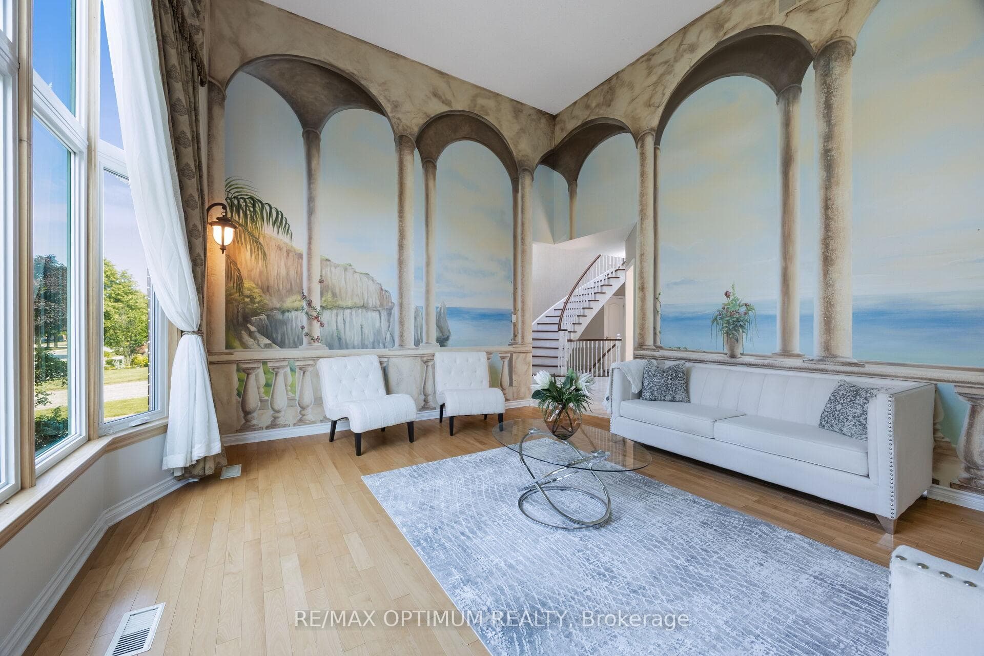 Artful living space with sweeping views