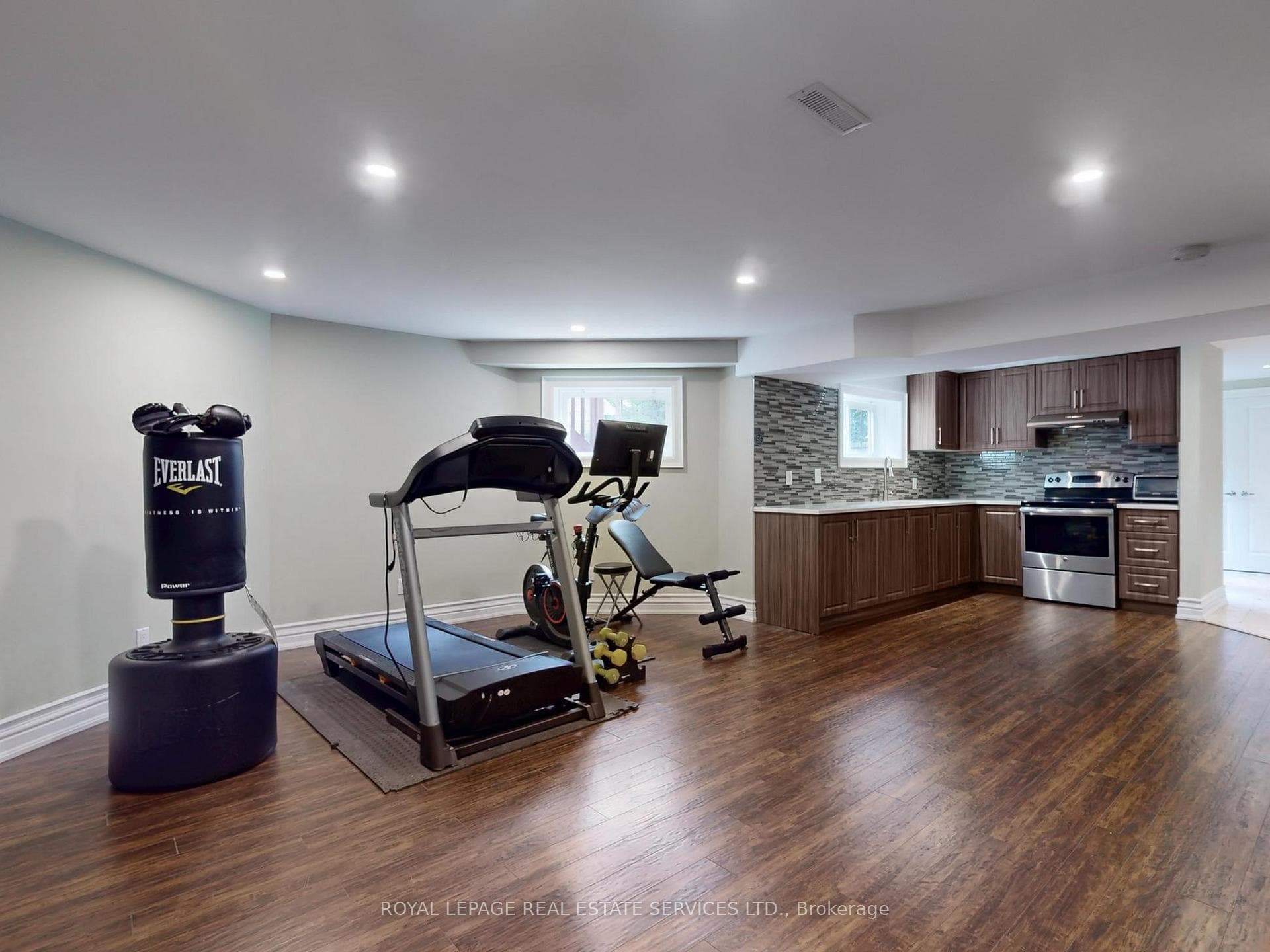 Recreation Room and Kitchen in Walk-Up Basement