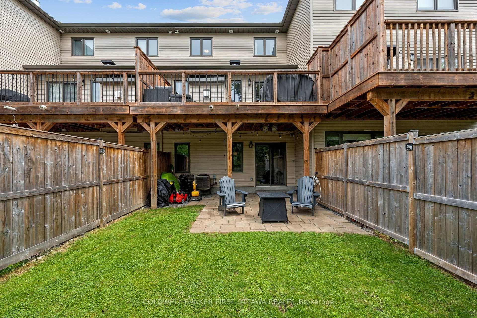 Covered area, patio & grass space.