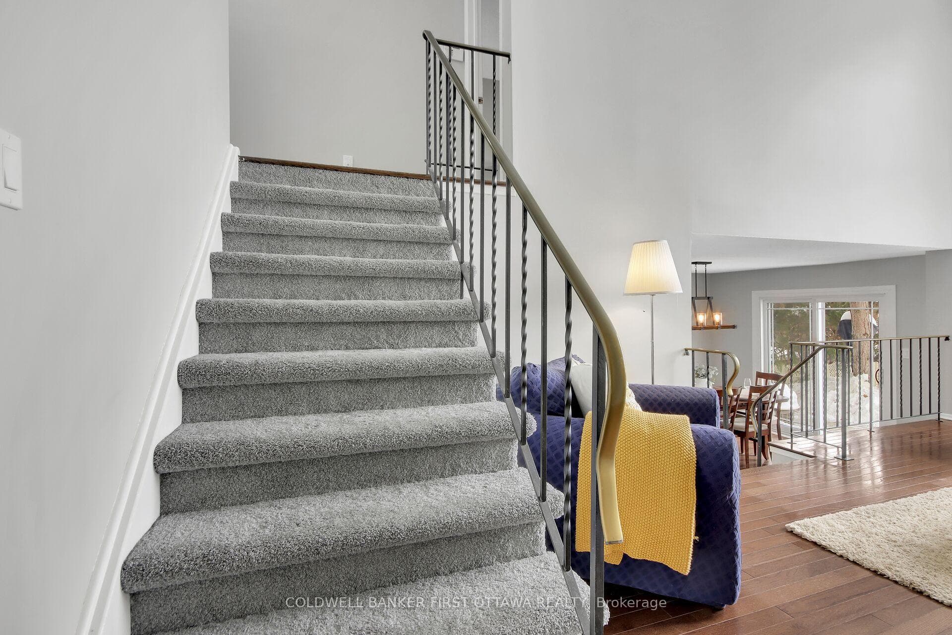 Recently laid carpet on stairs