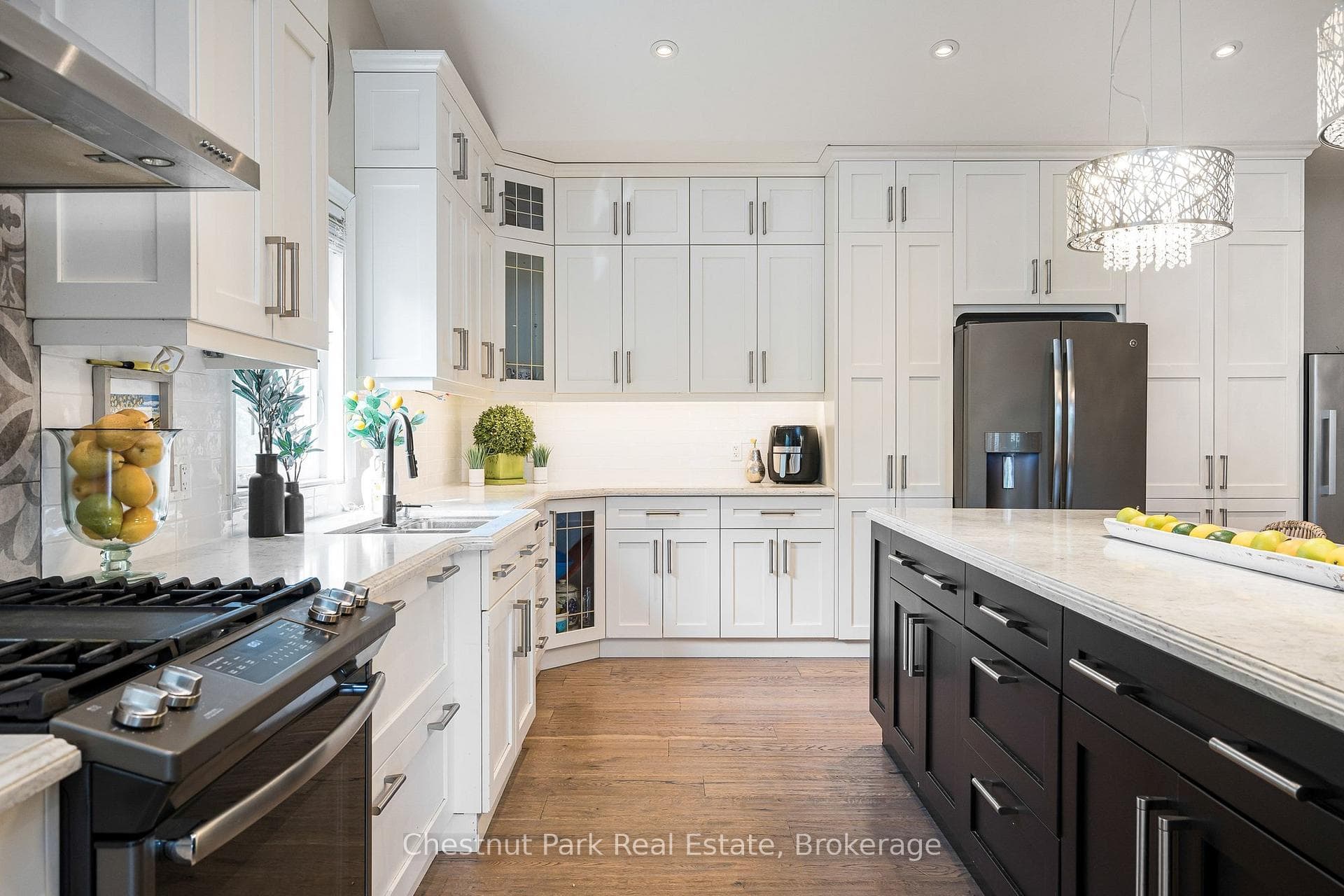 Oversized kitchen island and storage cupboards