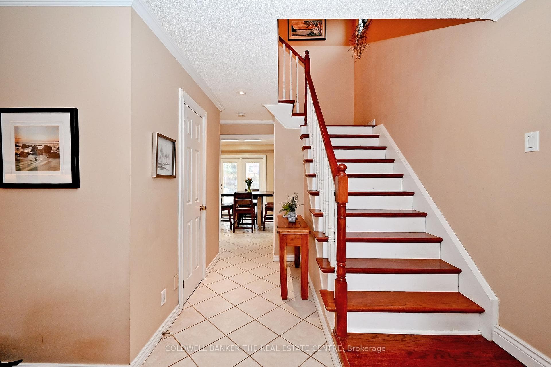 wood stairs lead upstairs
