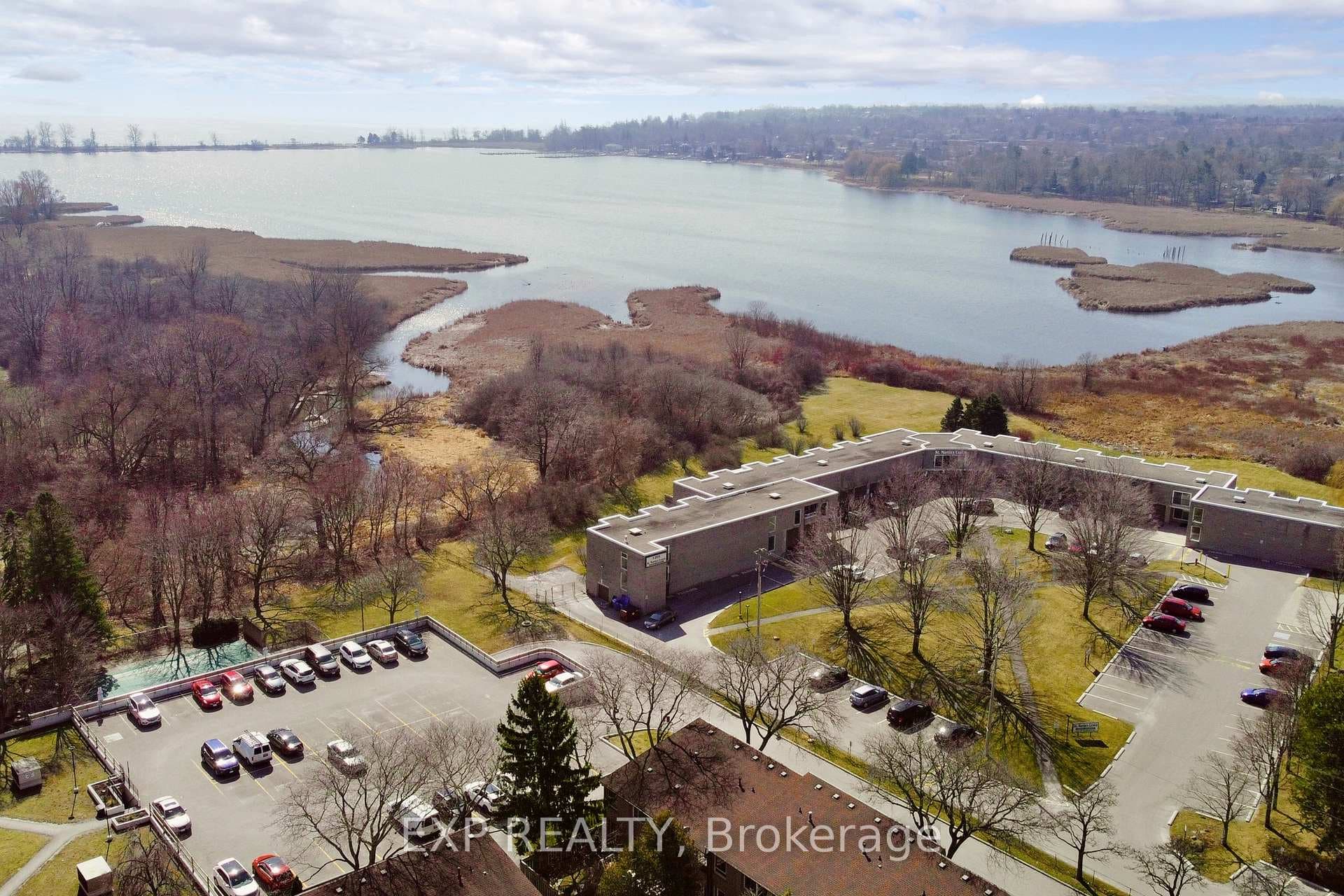 Back parking lot and view of Frenchmens bay