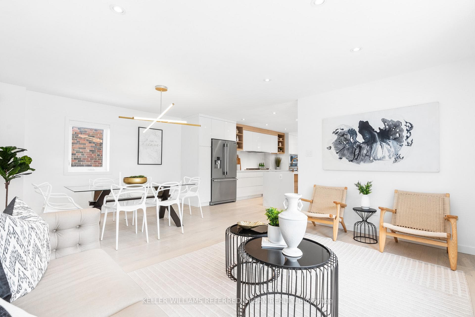 Looking into dining room and kitchen