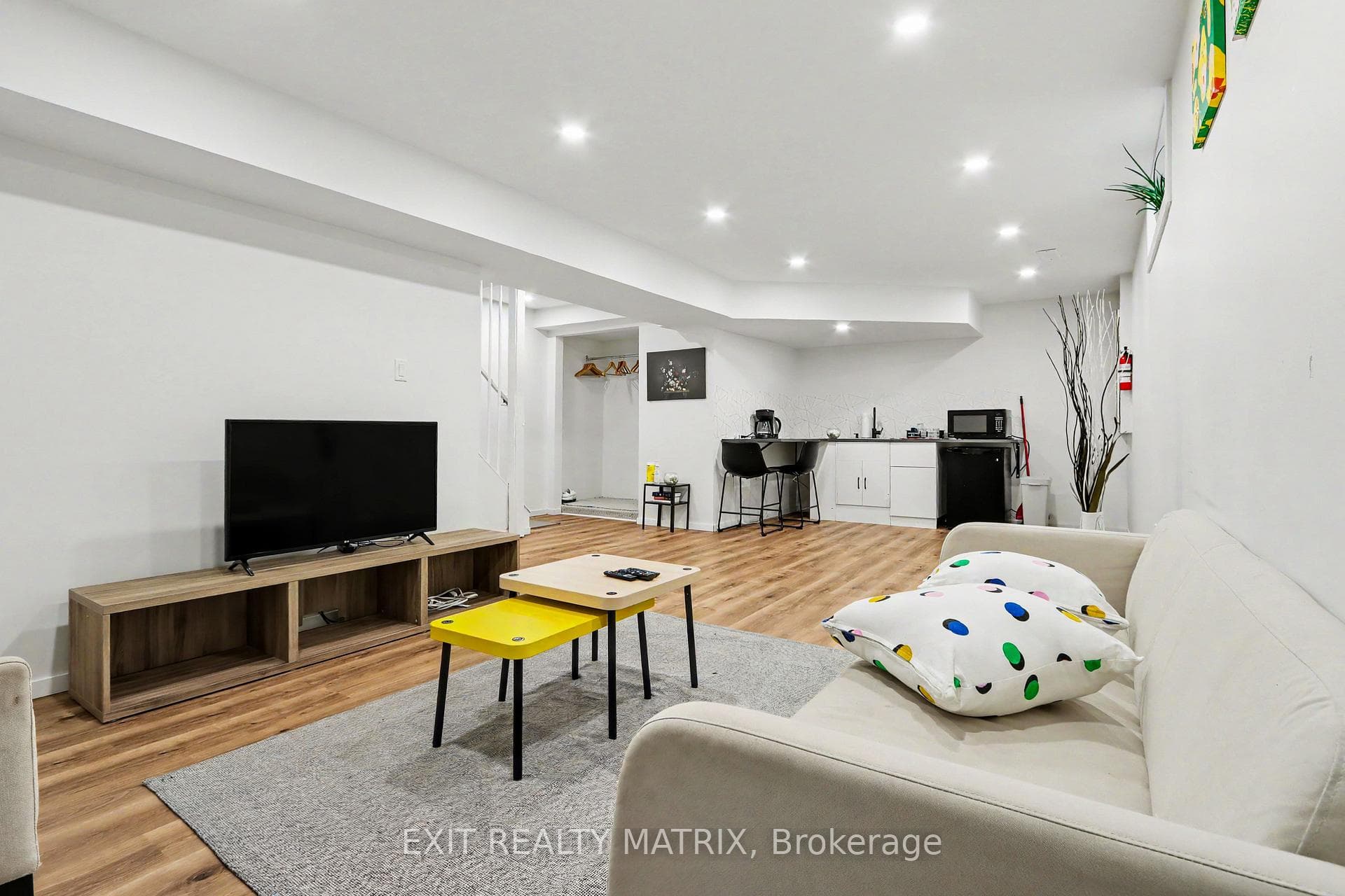 Spacious family room in lower level