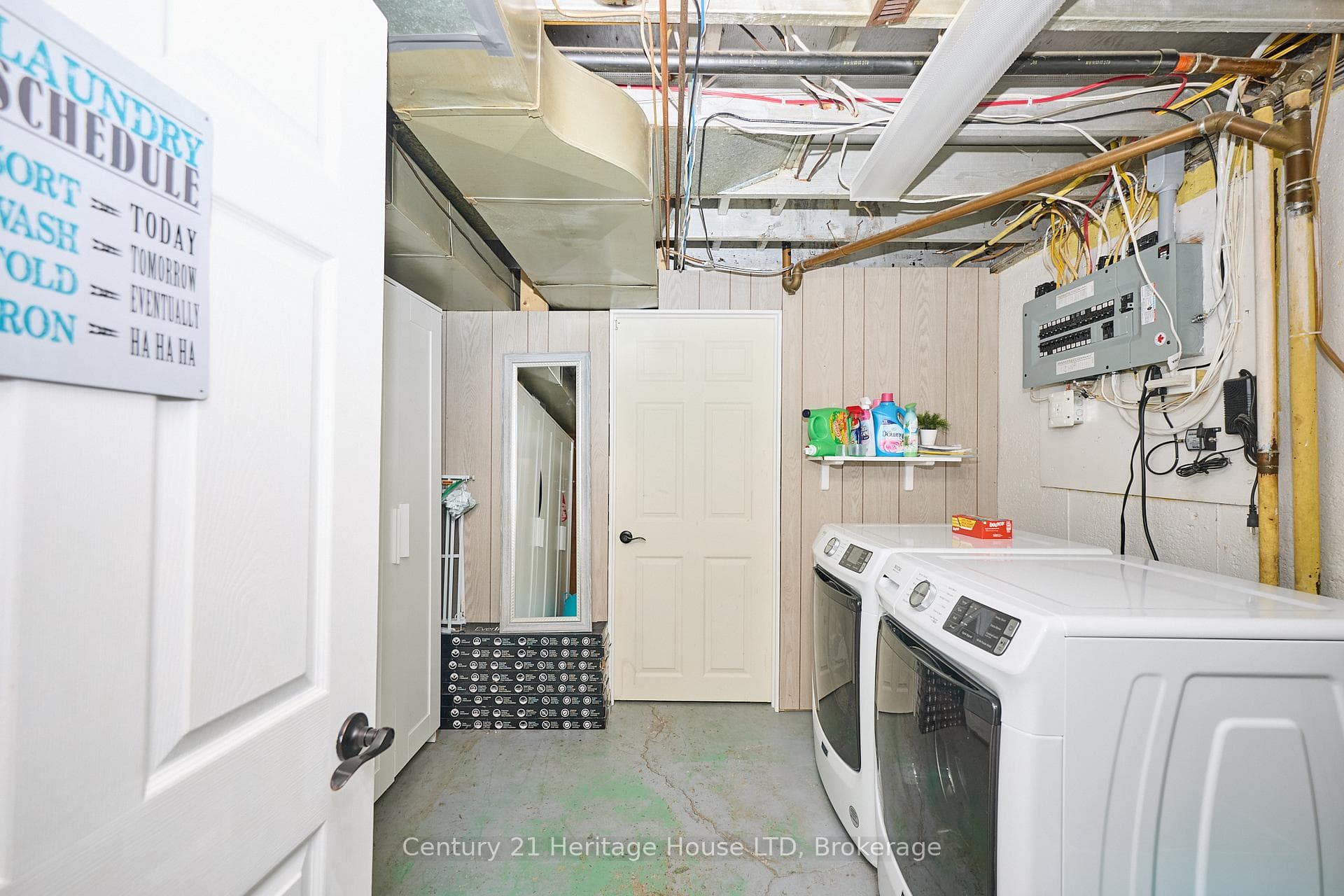 laundry in lower level