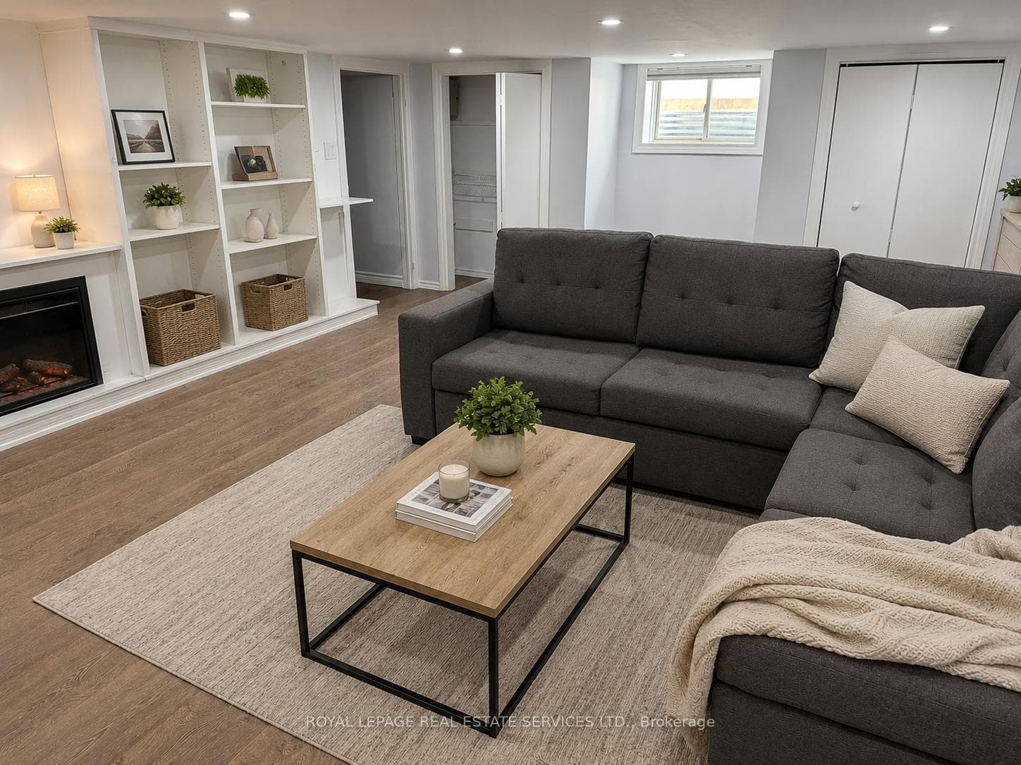 AI -Staged Basement Rec Room