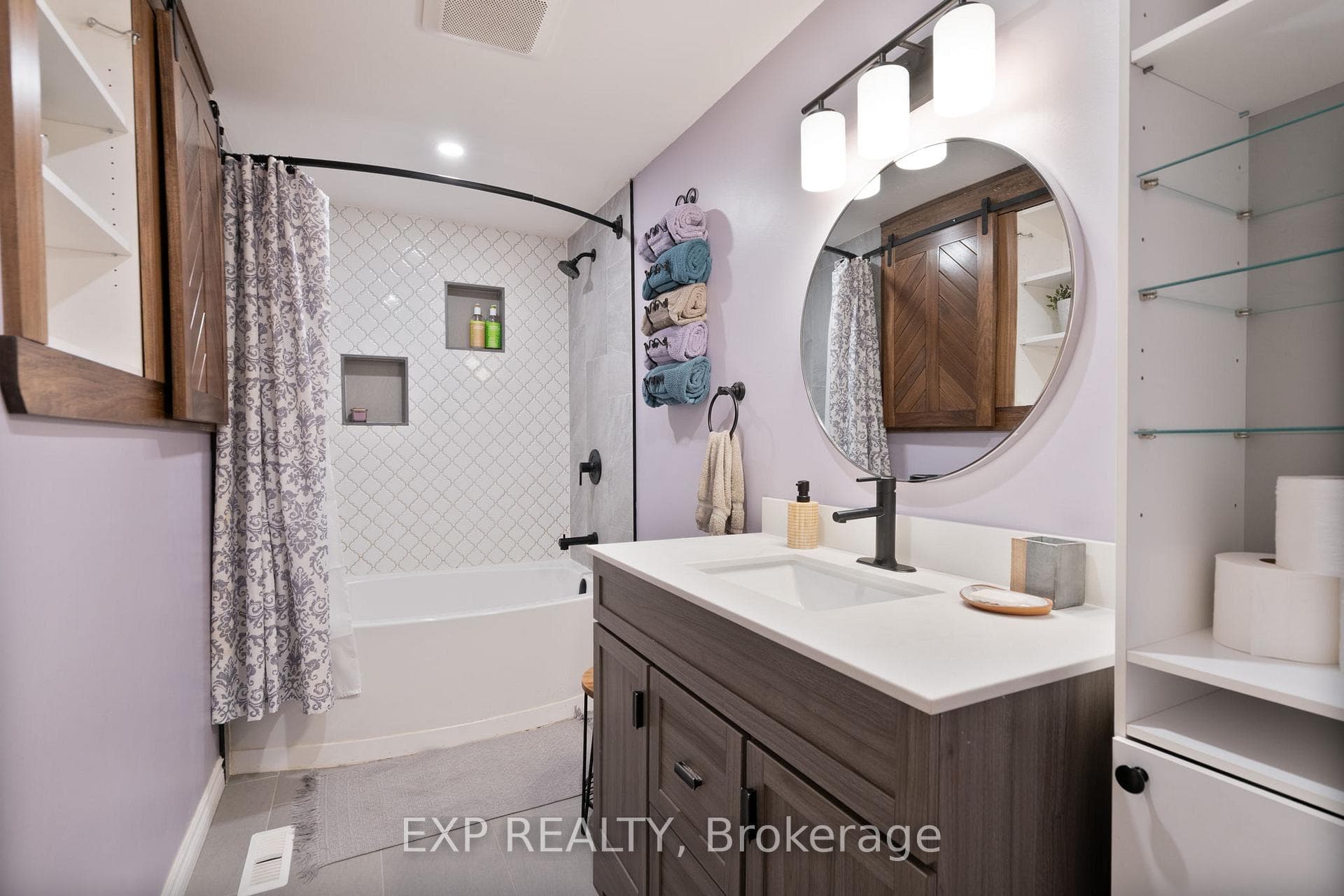 Main bath is fully updated and stylish too.