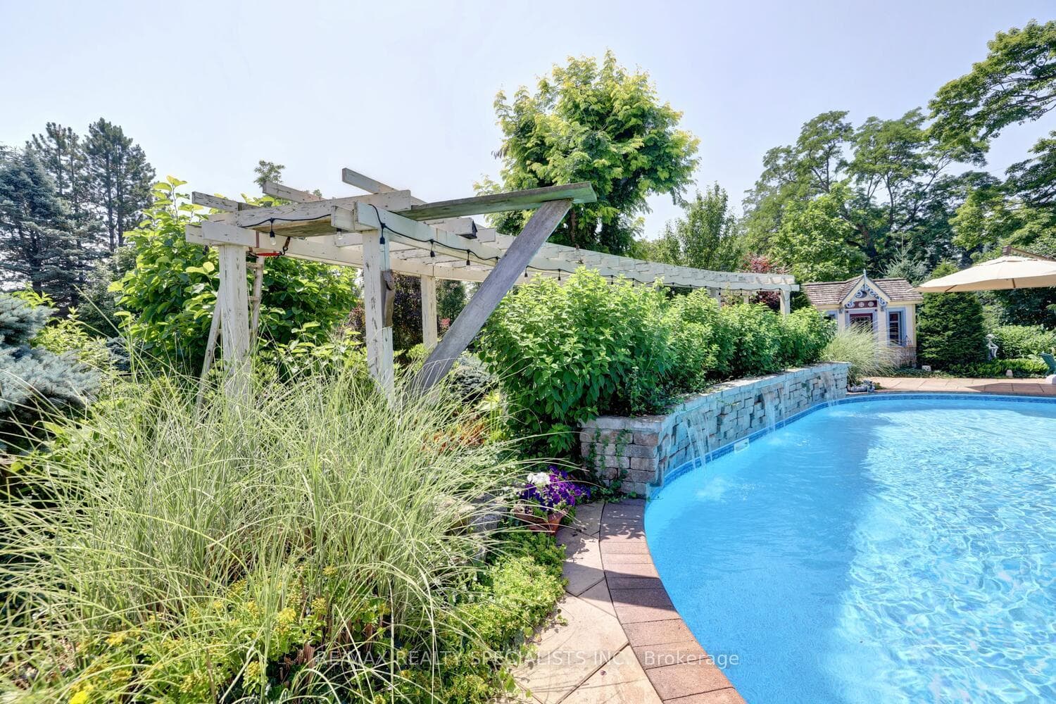 heated pool w/waterfalls.