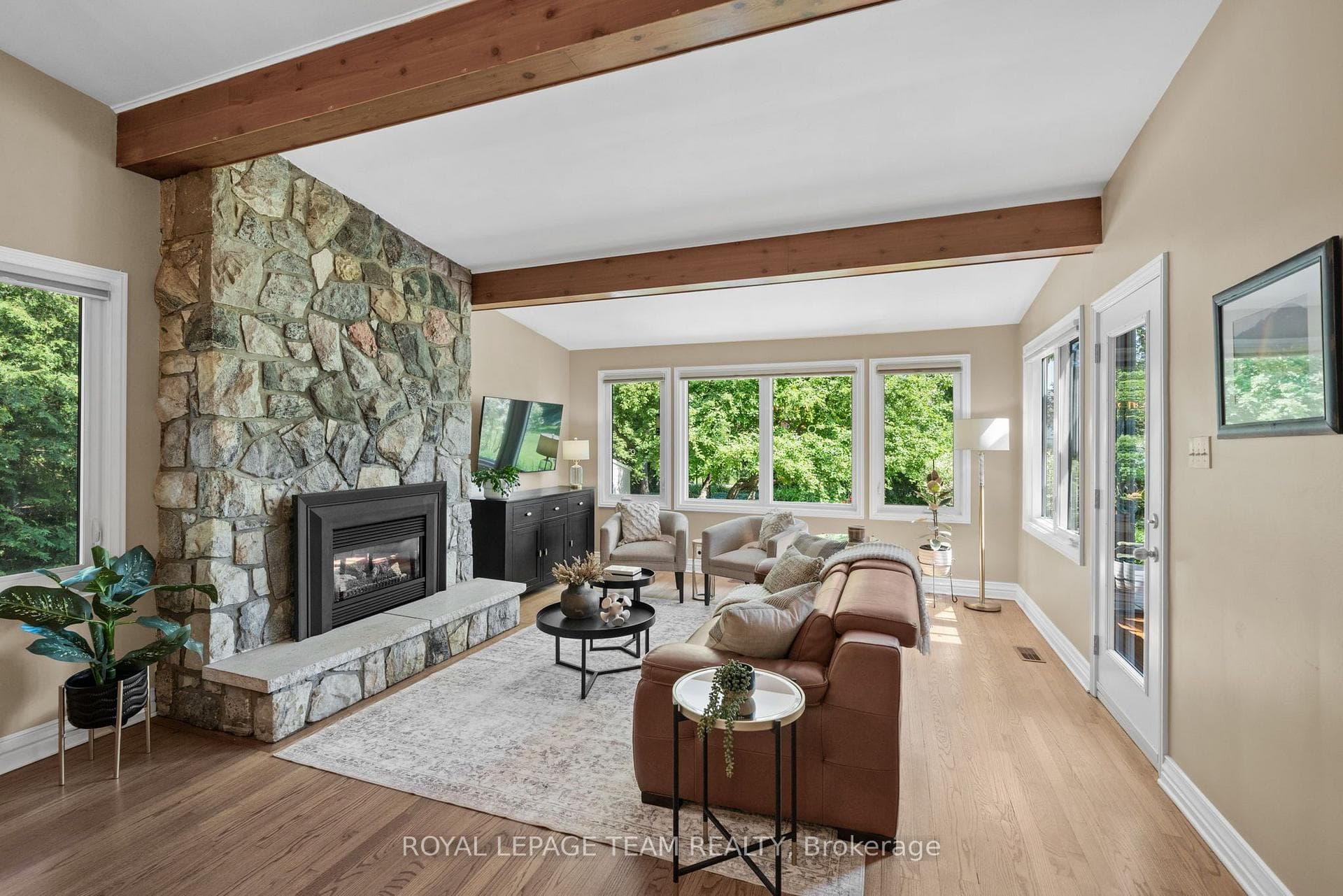 Vaulted Ceilings, Exposed Beams & Gas Fireplace