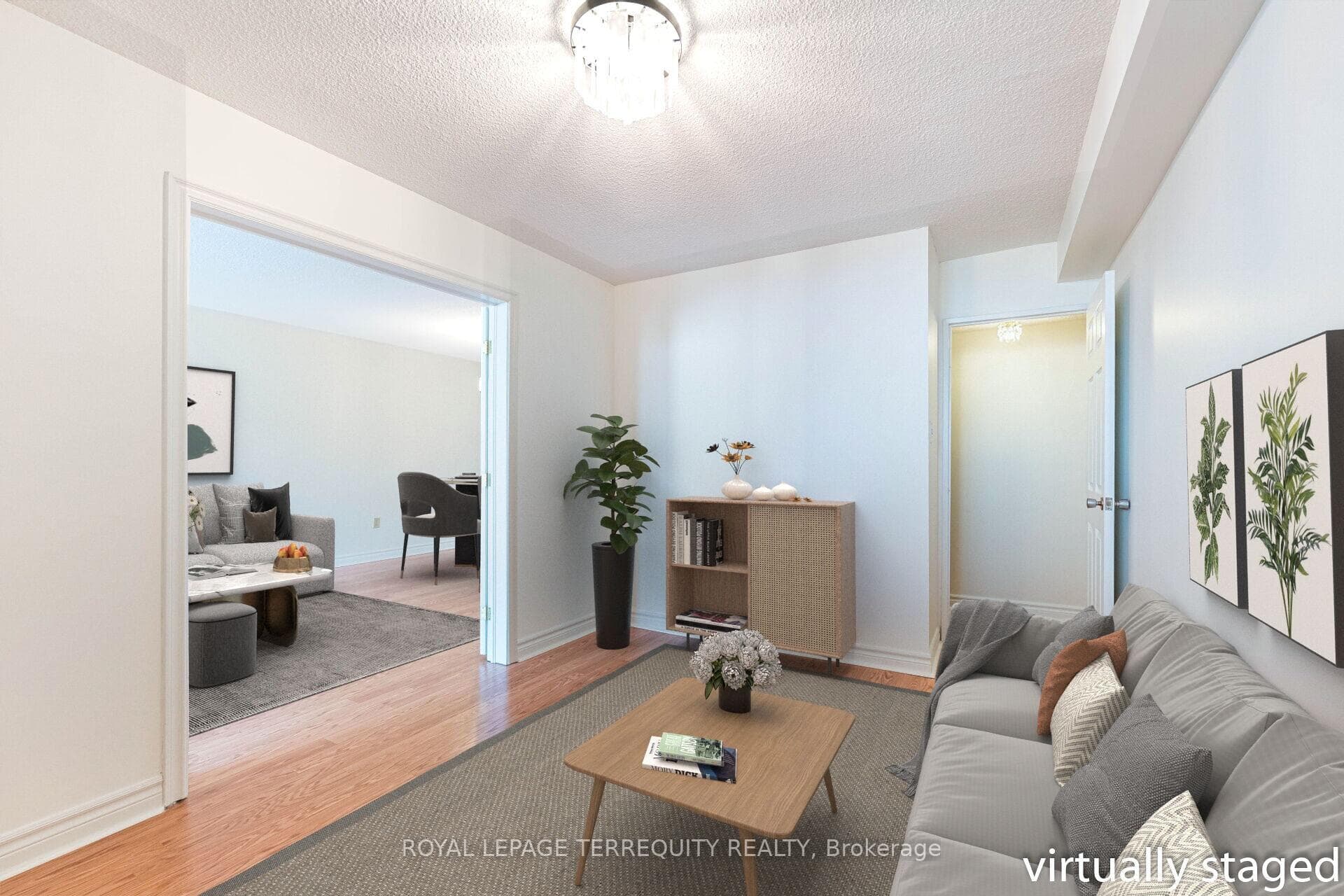 Den open to Dining Room - Virtually staged
