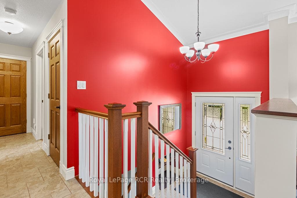 Solid wood railings & solid wood interior doors.