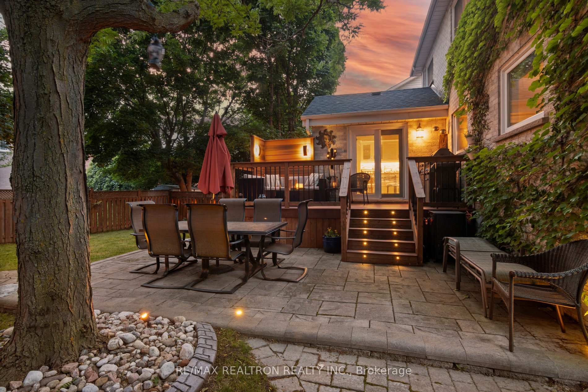 Outdoor Dining Area W Extensive Lighting