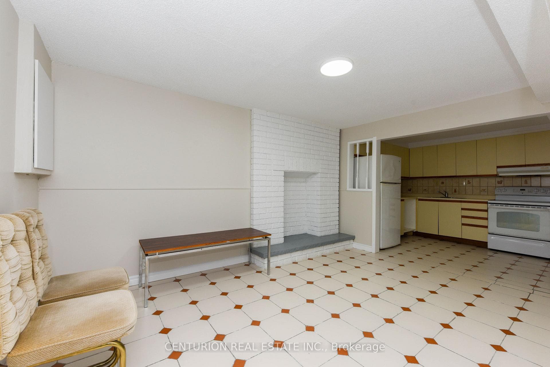 Basement living room and kitchen