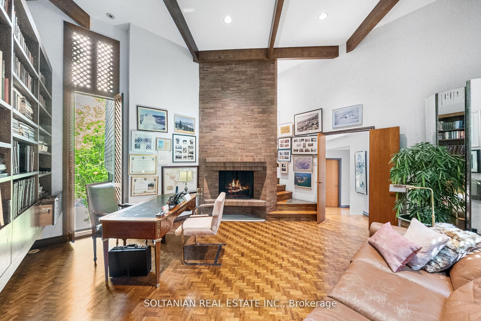 office with fireplace