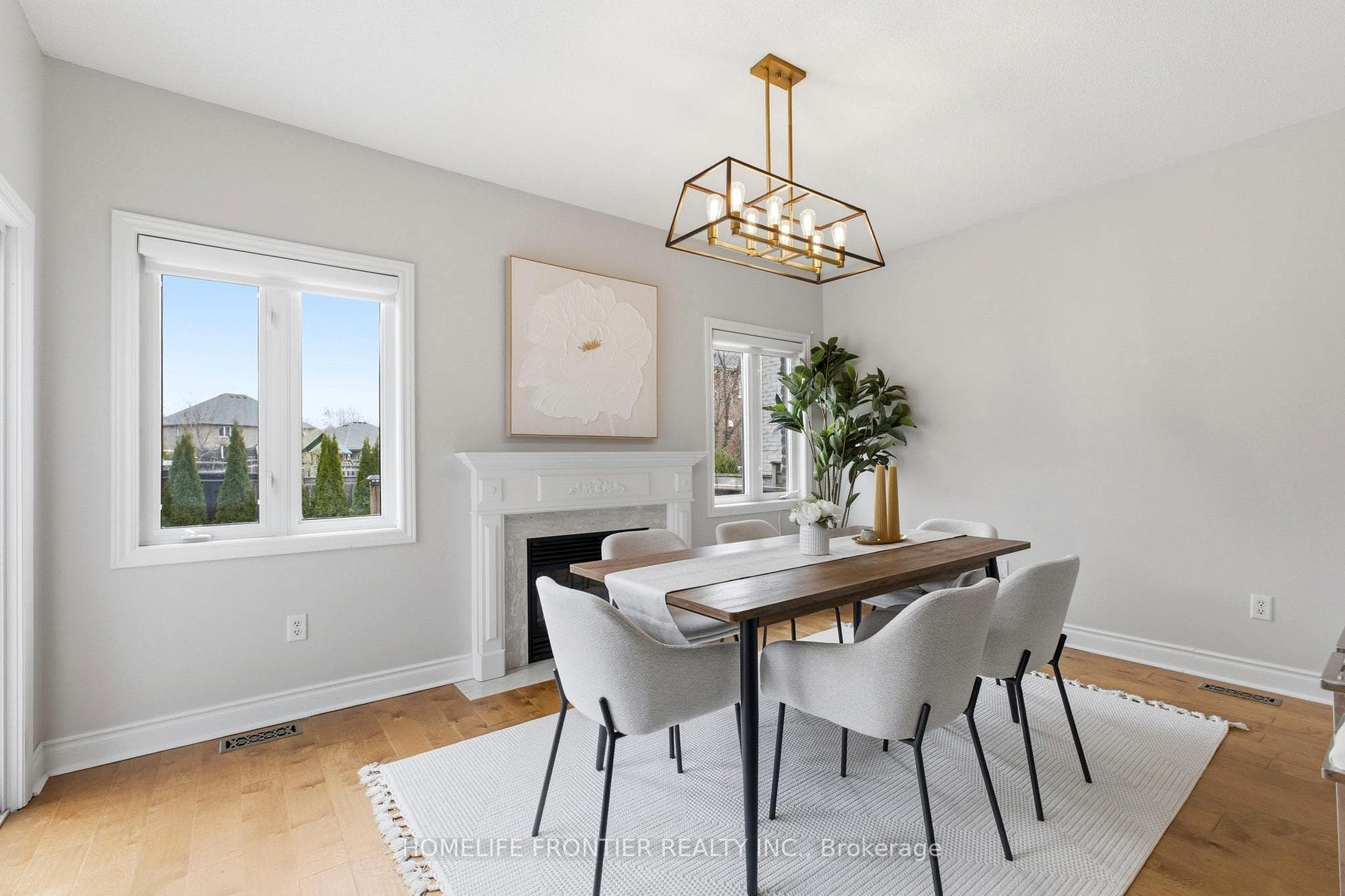 Open Dining Area With Gas Fire Place