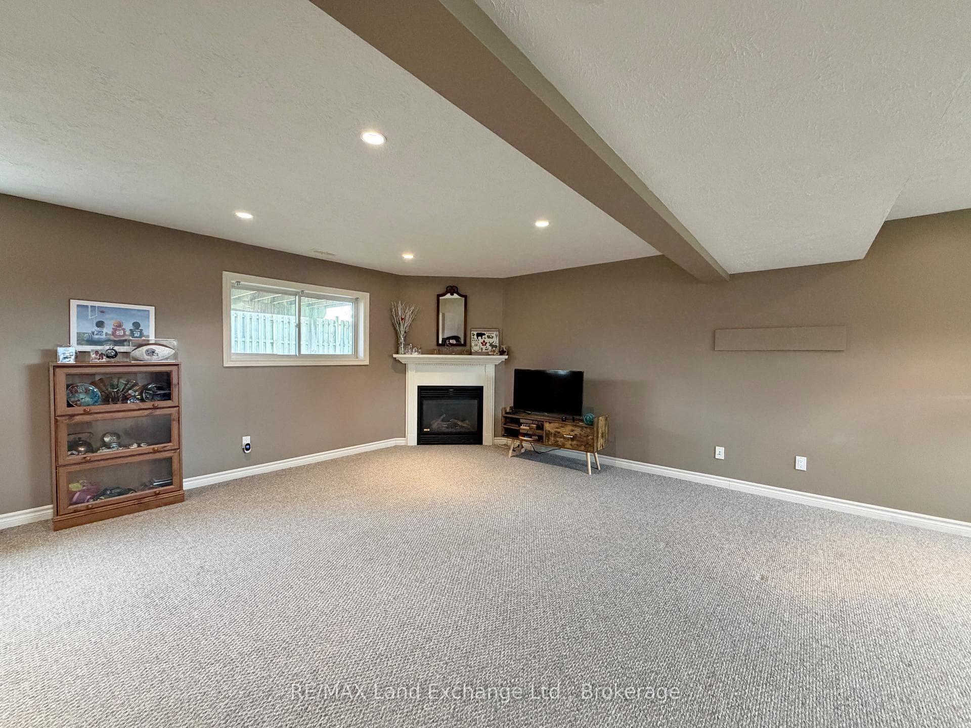 Gas Fireplace in the Basement Family Room