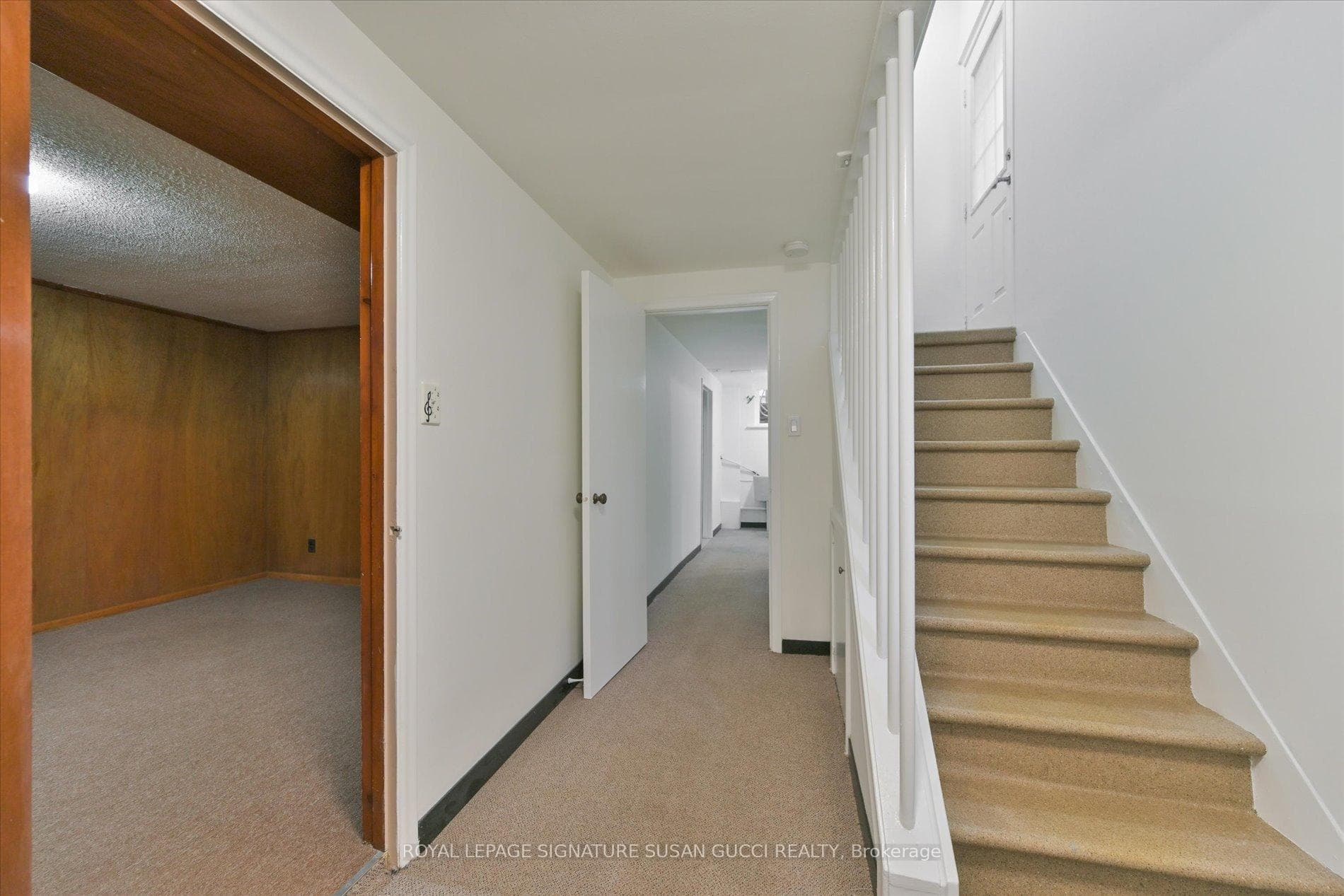 Basement hallway, entry to Rec room