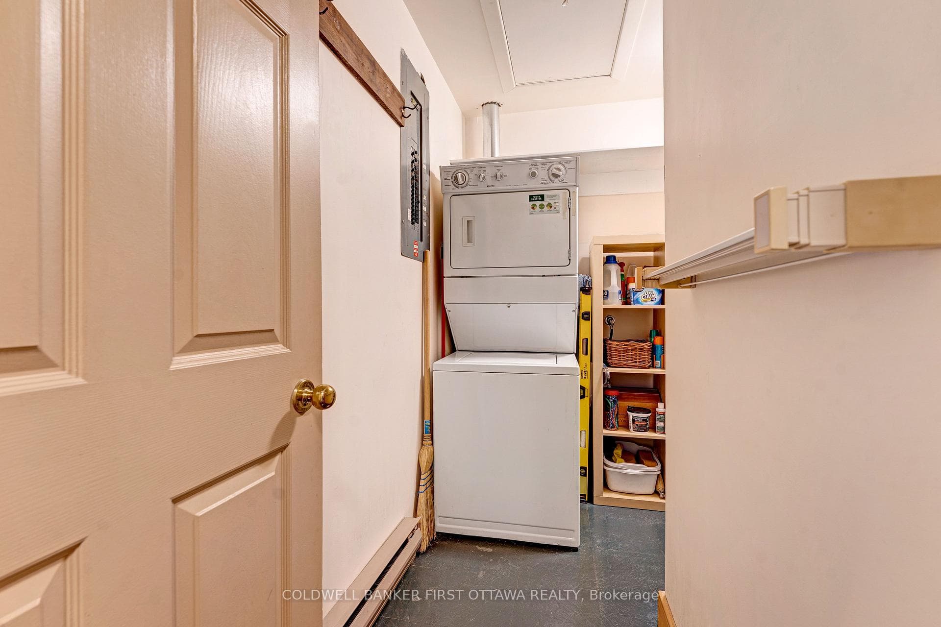 Main floor laundry room has closet & storage