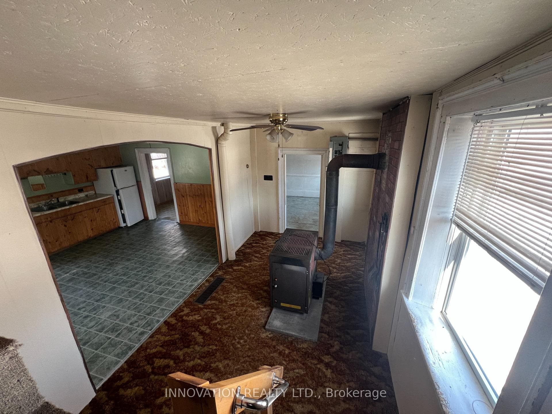 Sitting room with wood stove