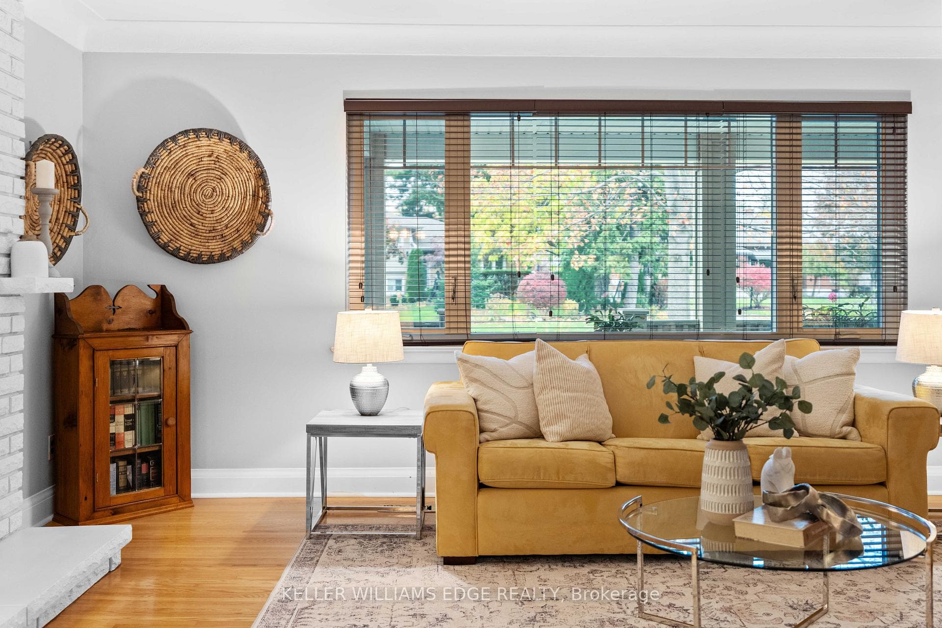 Living room with original hardwood flooring