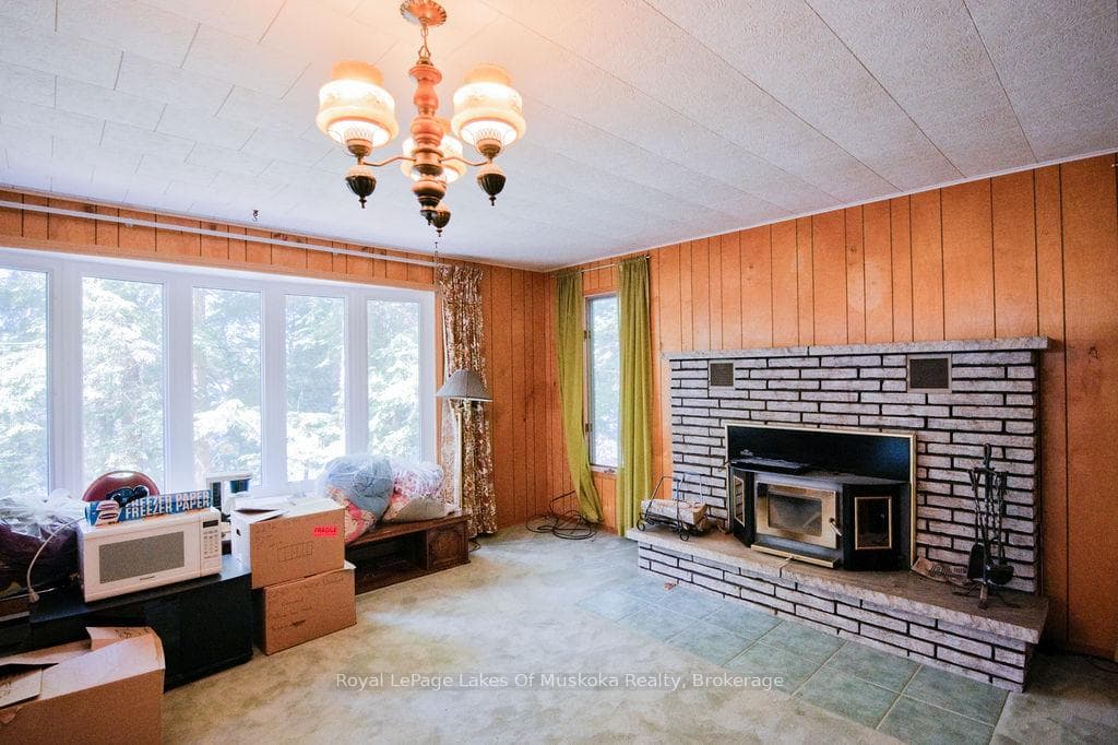 Wood Burning Fireplace in the Bright Living Room