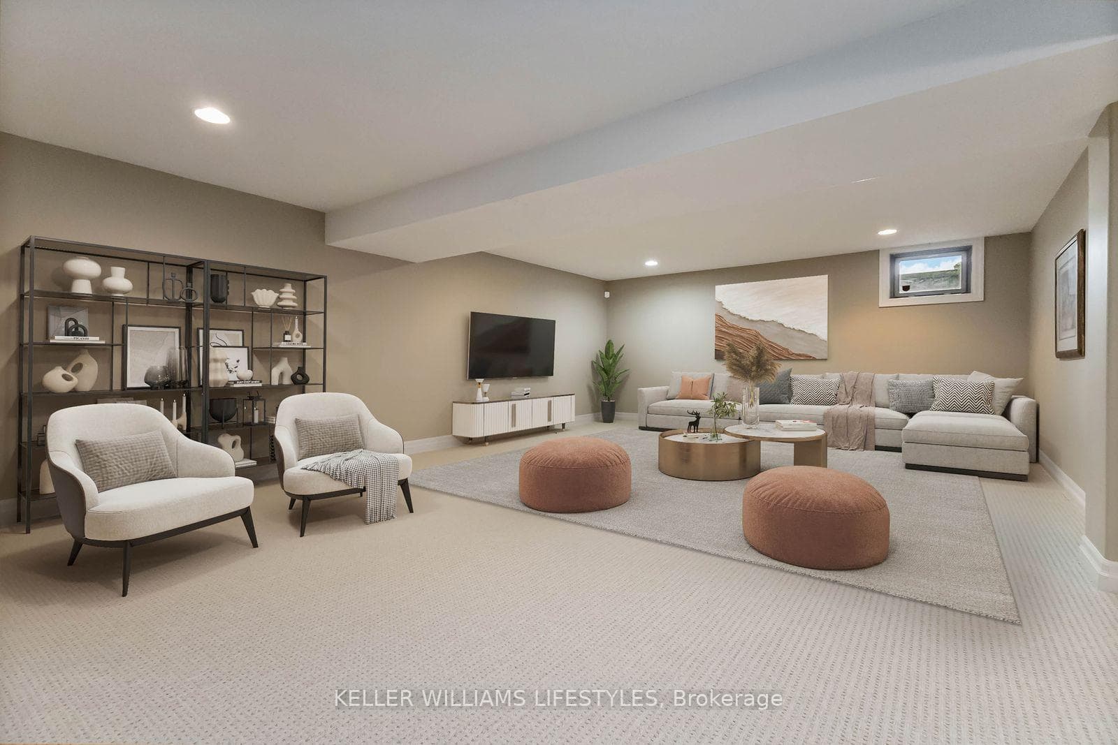 Virtually Staged Lower Family Room