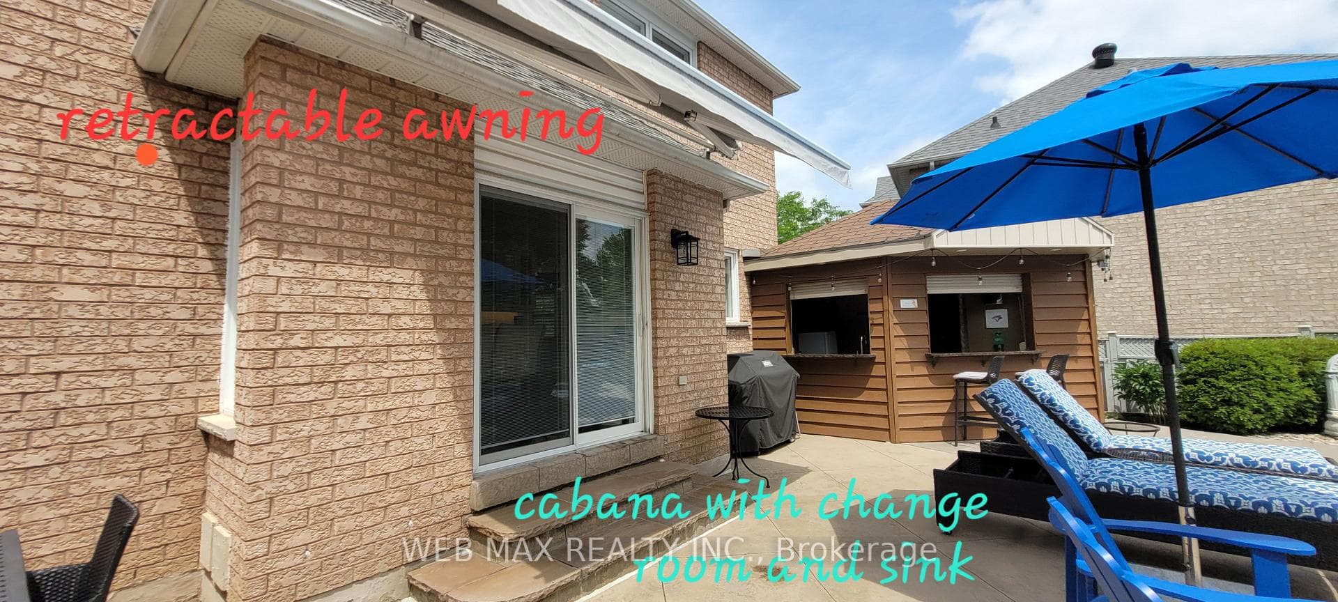 Cabana fully equipped with wet bar, change room