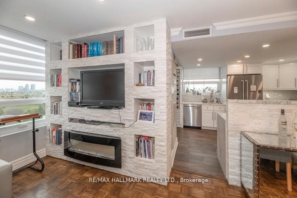 Custom Stone TV Ready Built-In Wall Unit!