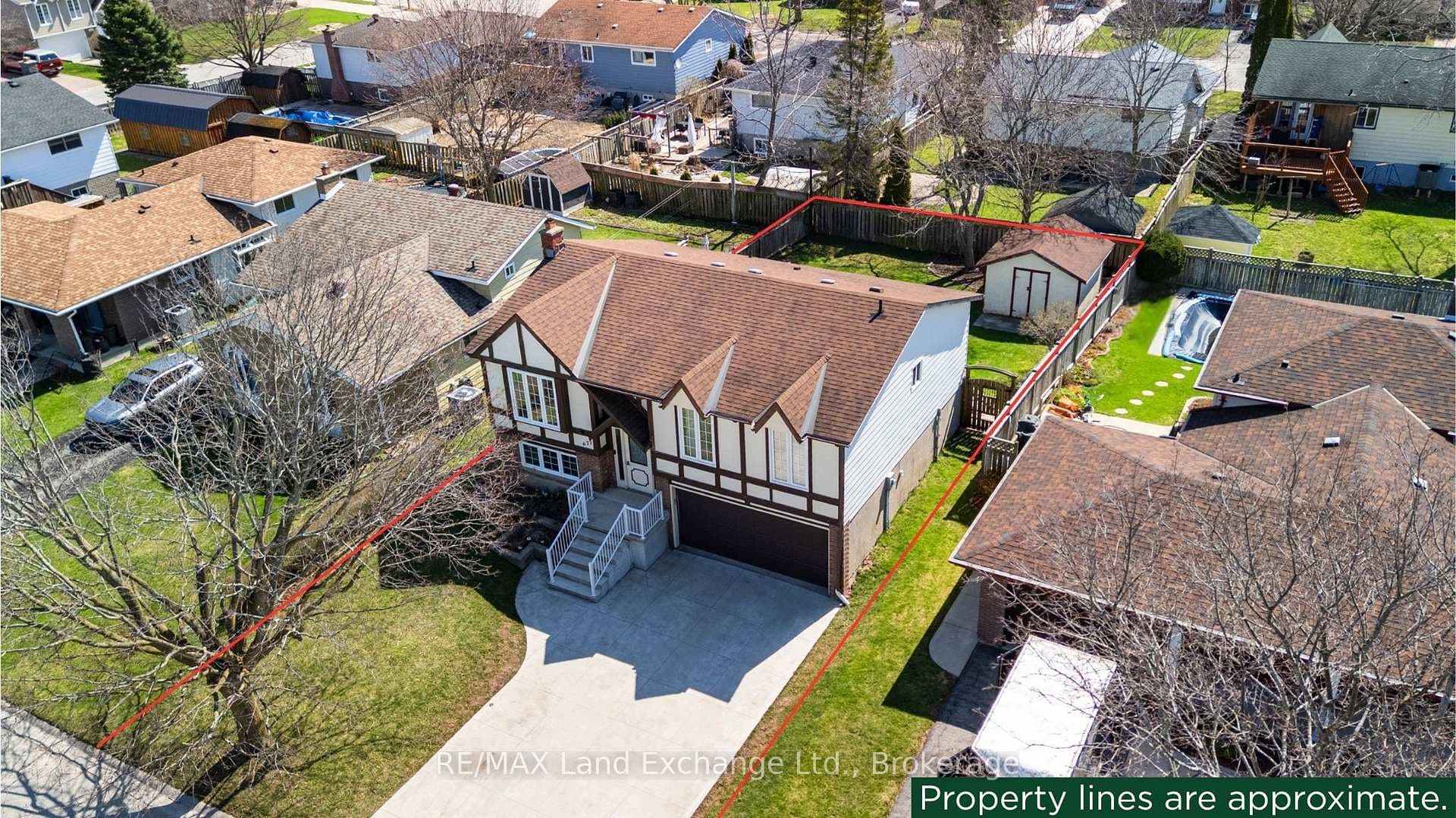 Property lines are approx. Image has been altered.