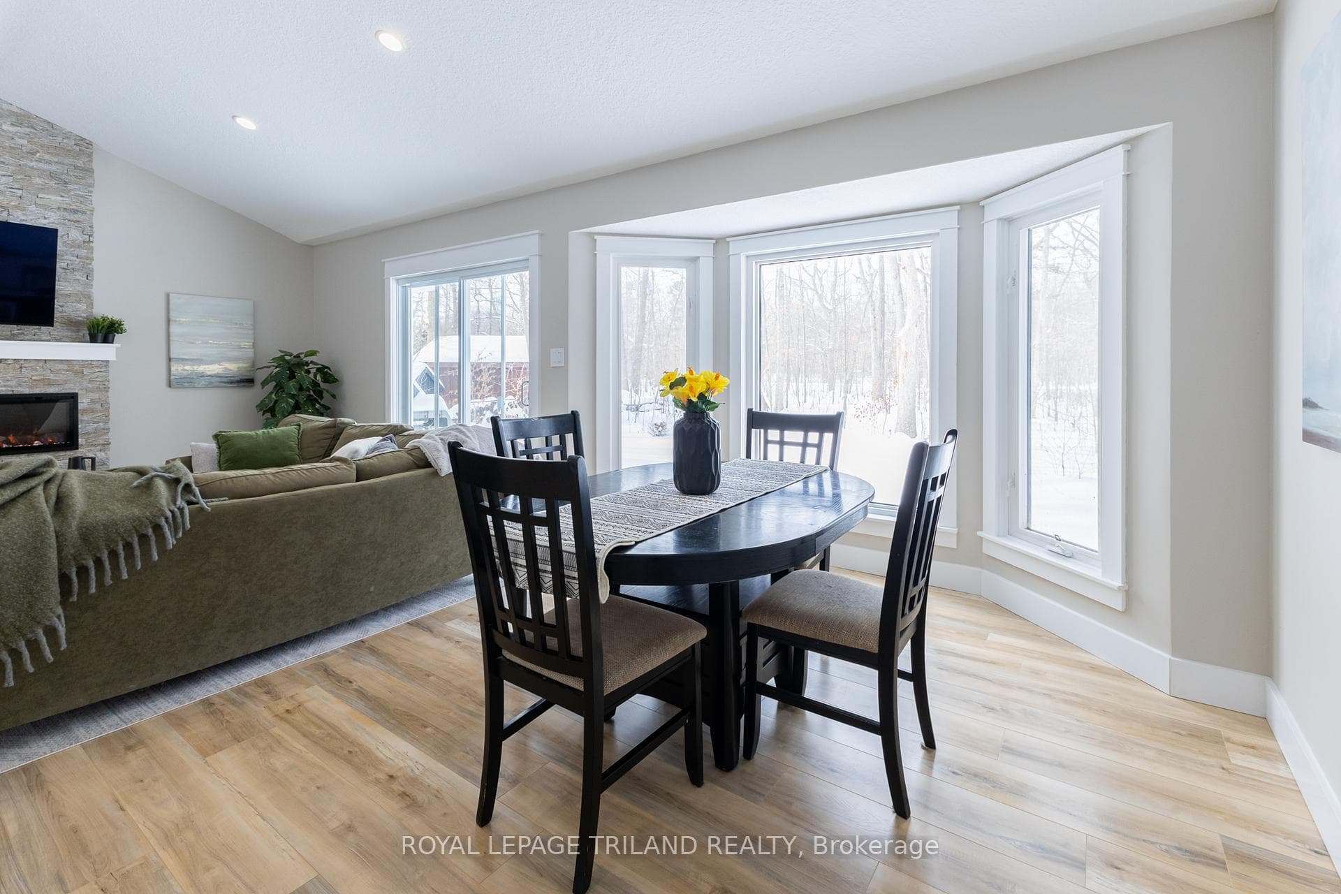 Dining area just beyond primary living room space