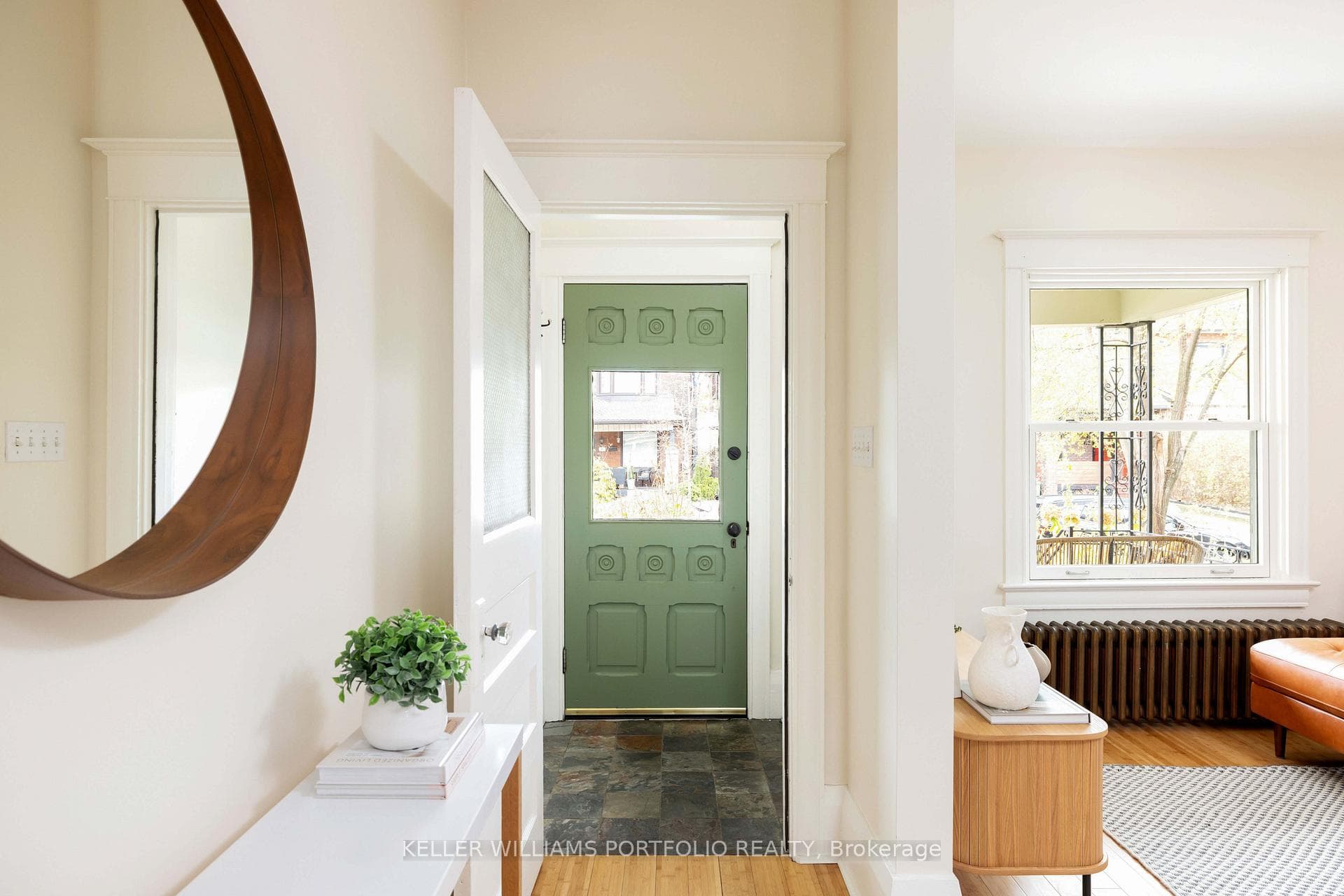 Antique door and convenient vestibule