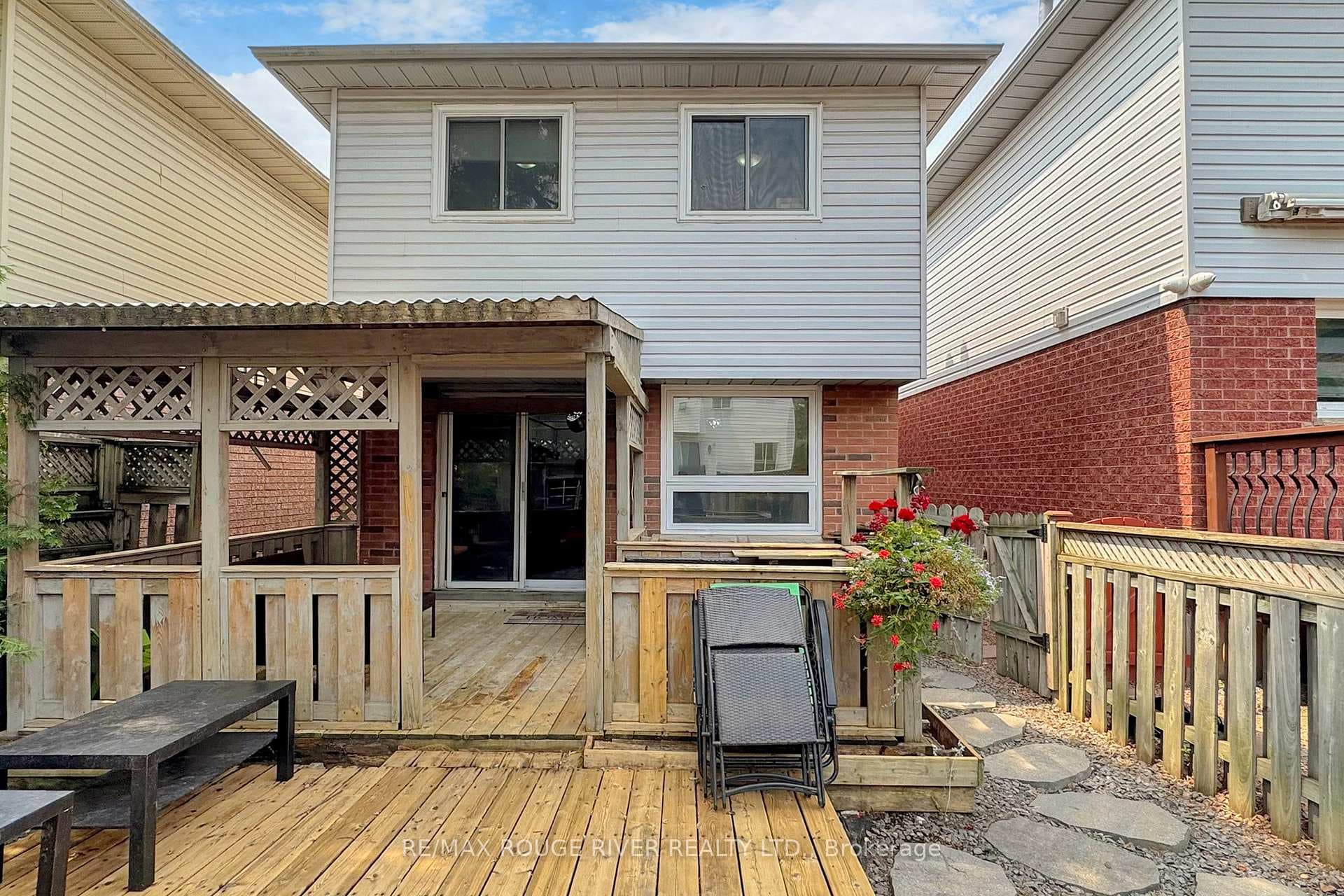 Backyard with covered deck