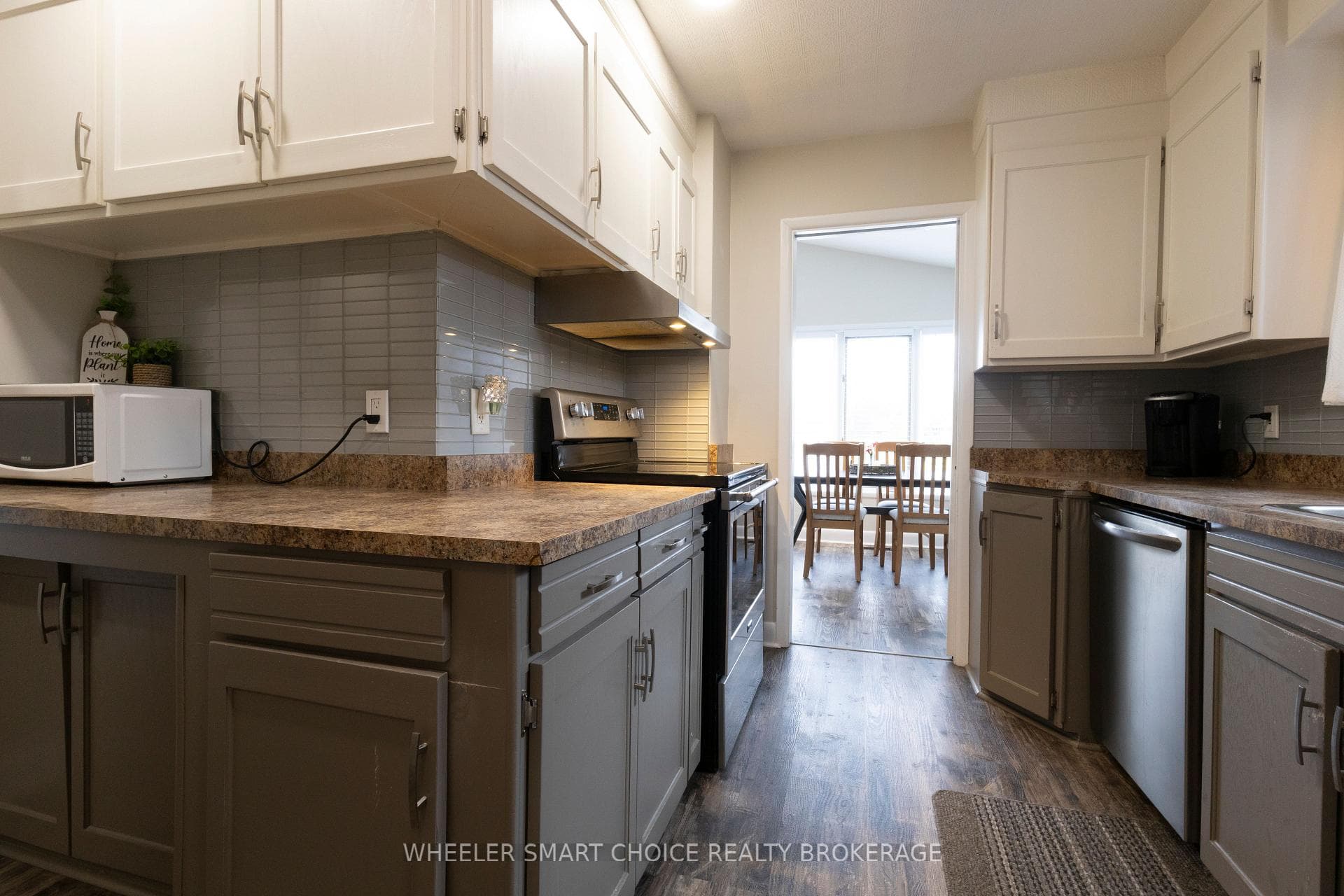 A stylish galley style kitchen.