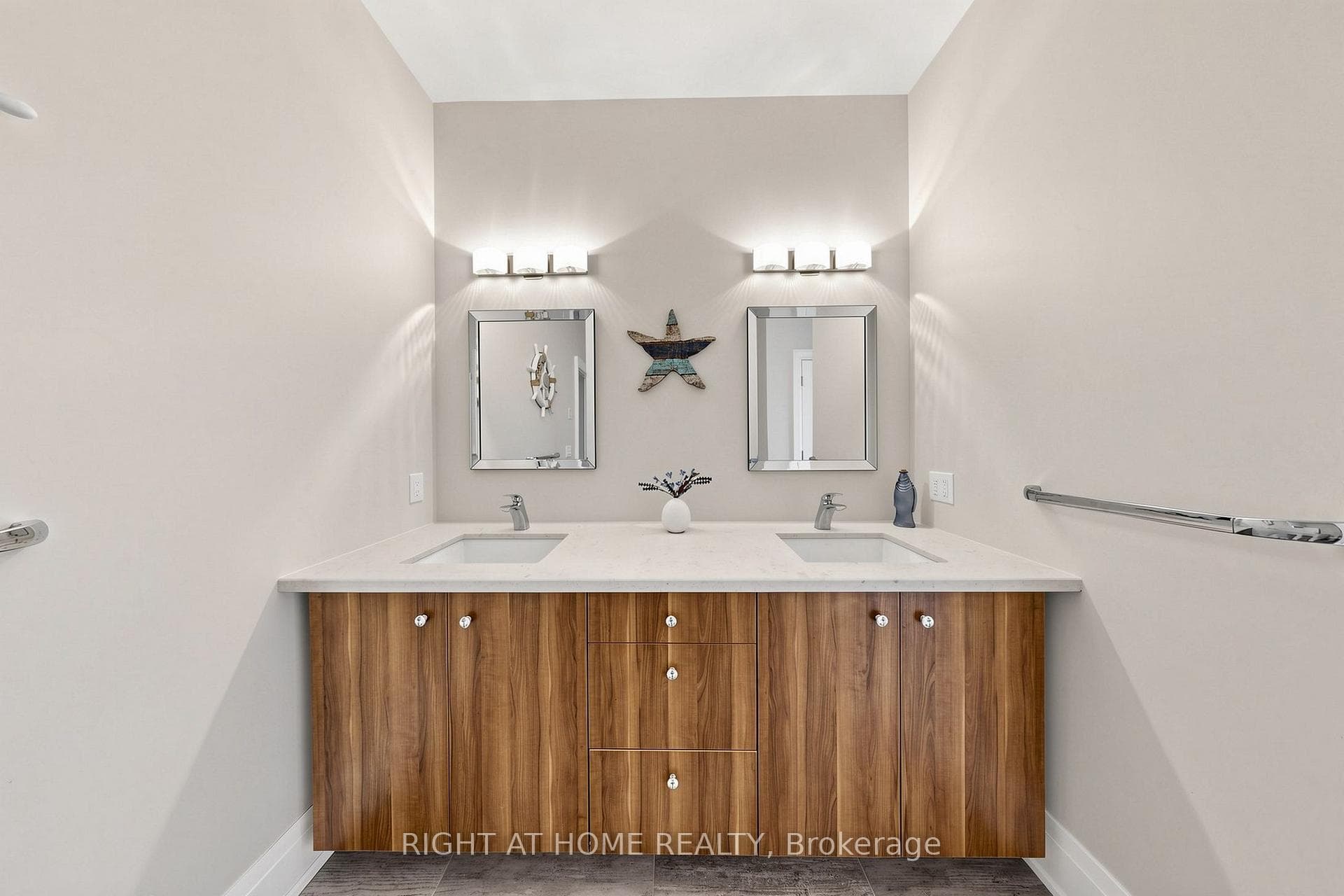 MAIN BATHROOM WITH QUARTZ COUNTER AND DOUBLE SINK