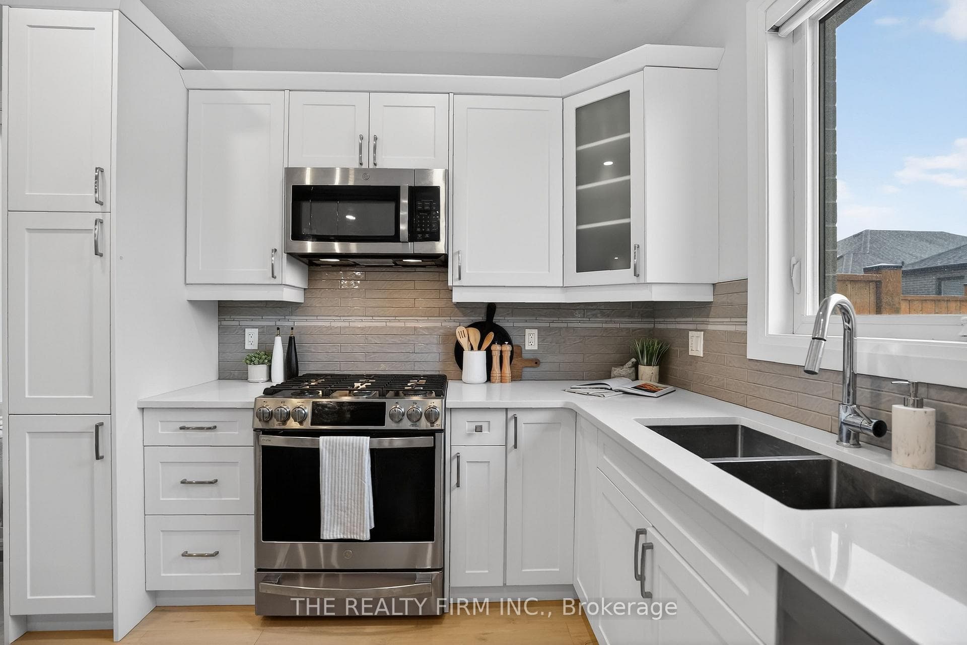 Backsplash and window above the sink
