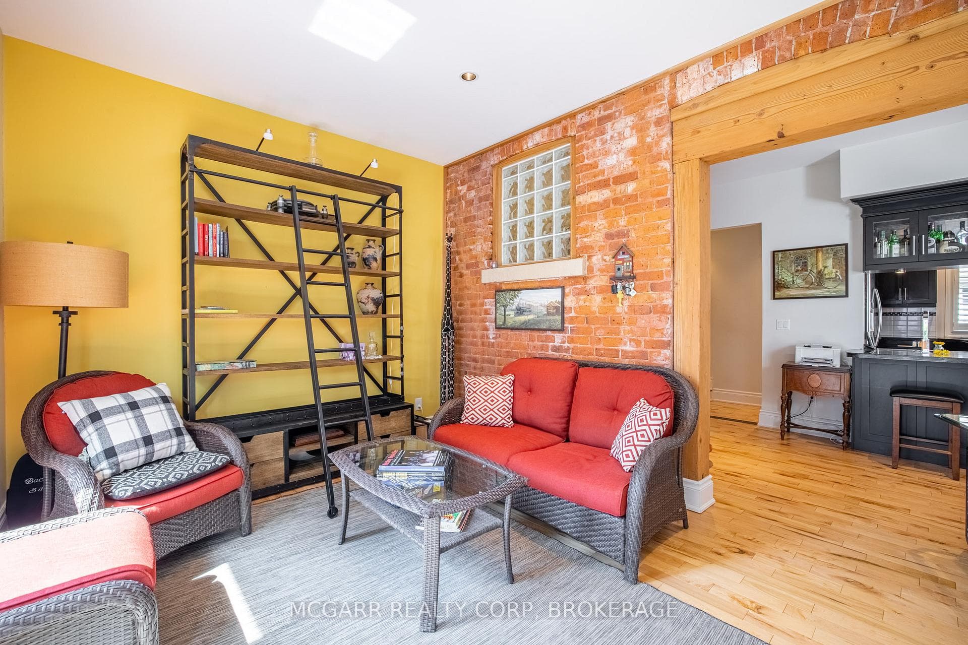 Glass block and brick wall
