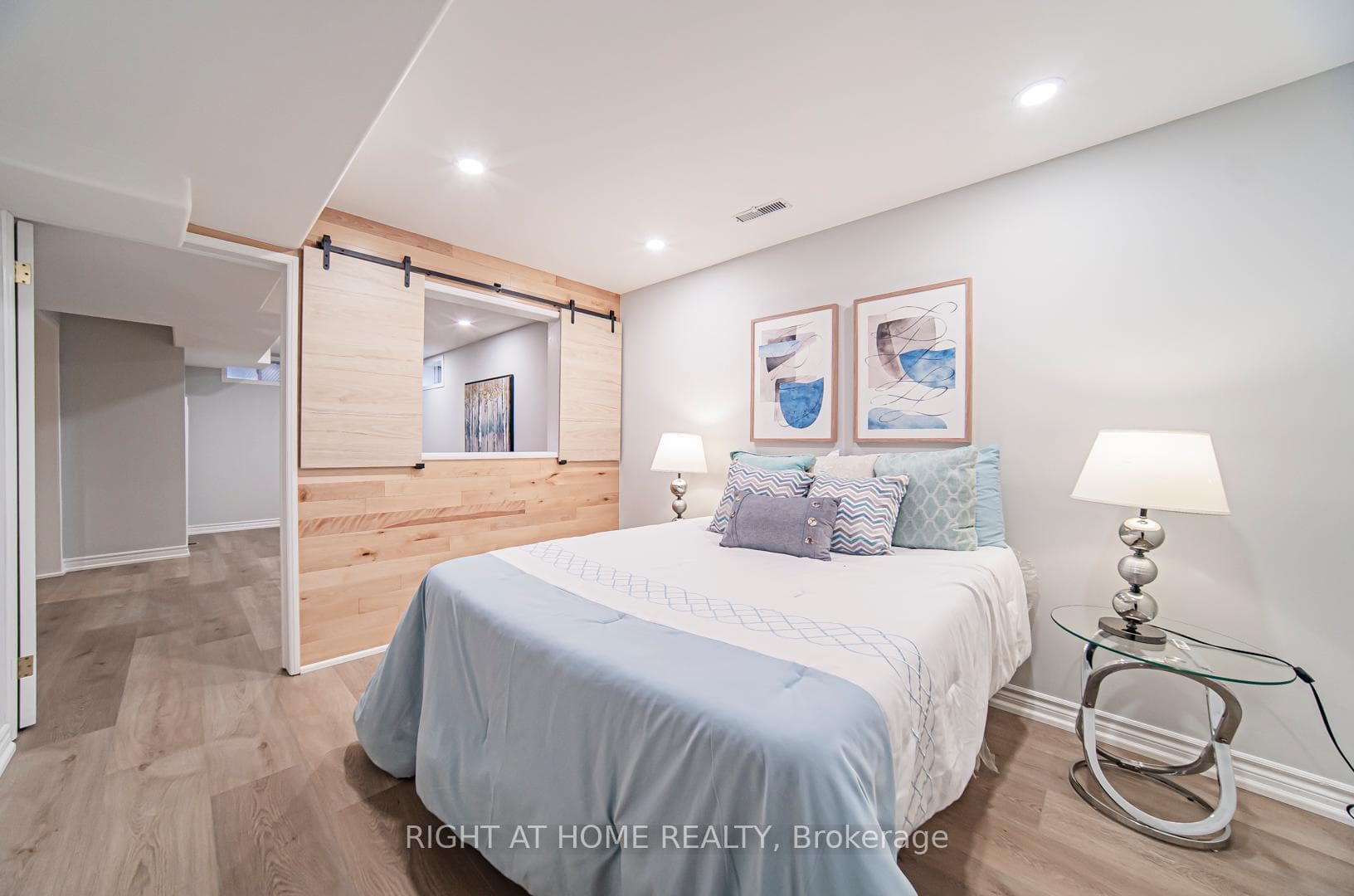 bedroom overlooking den