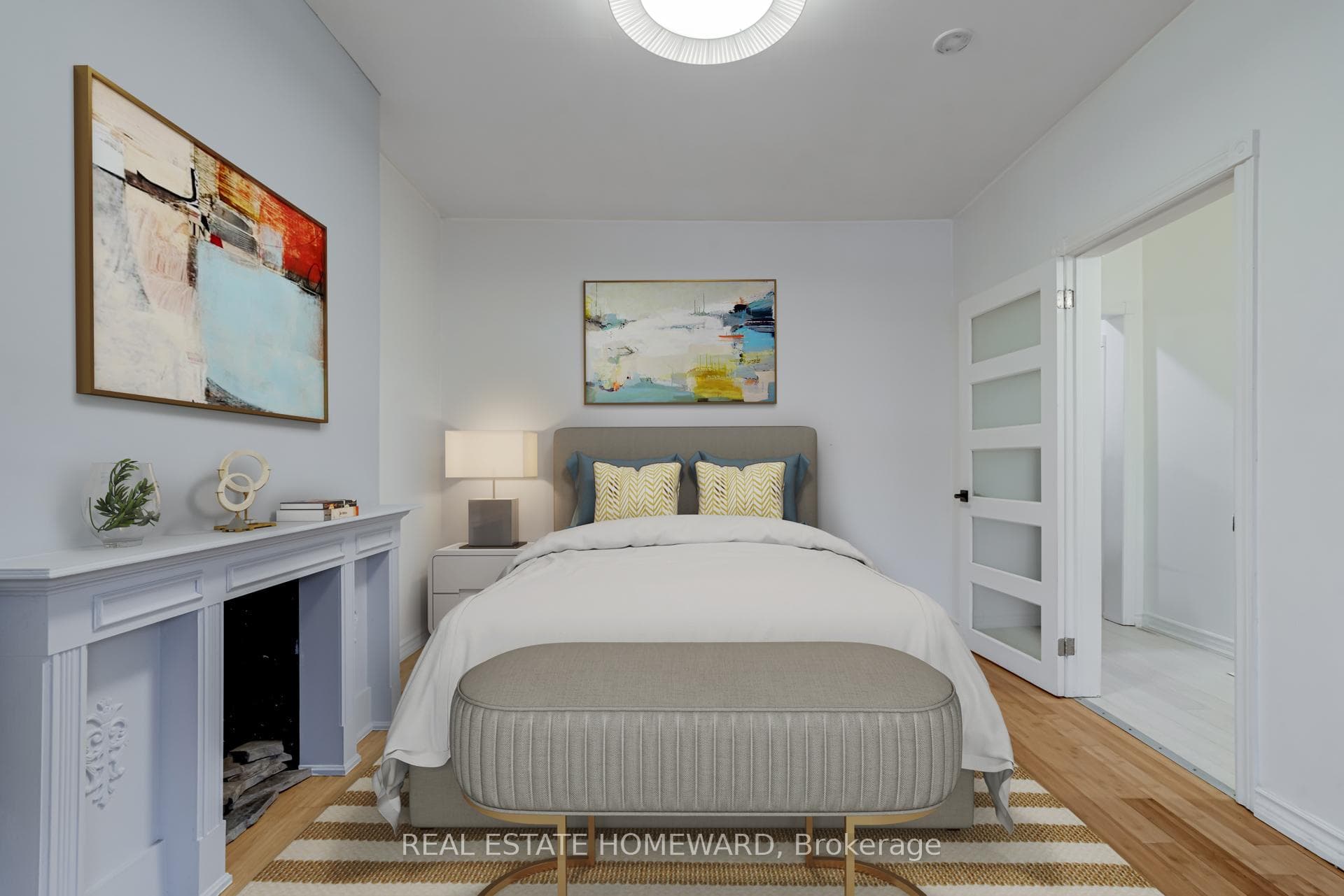Virtually staged bedroom.