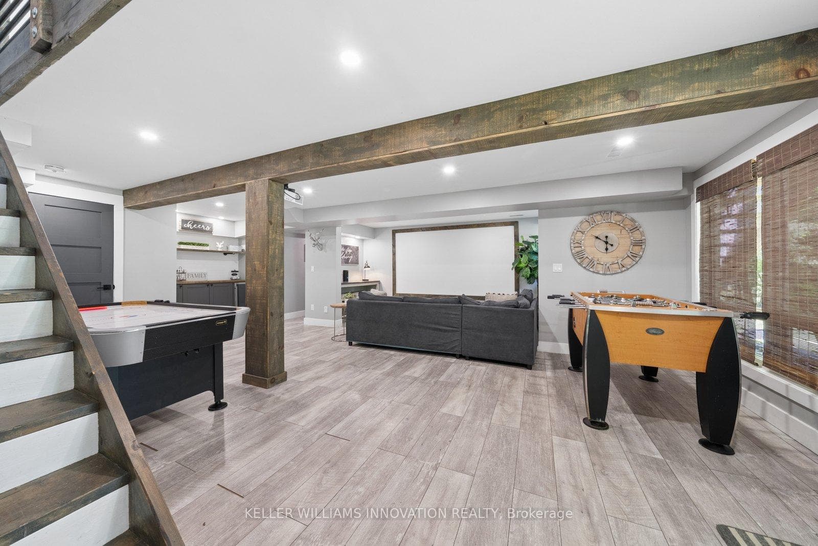 Lower level entertainment area and pool table