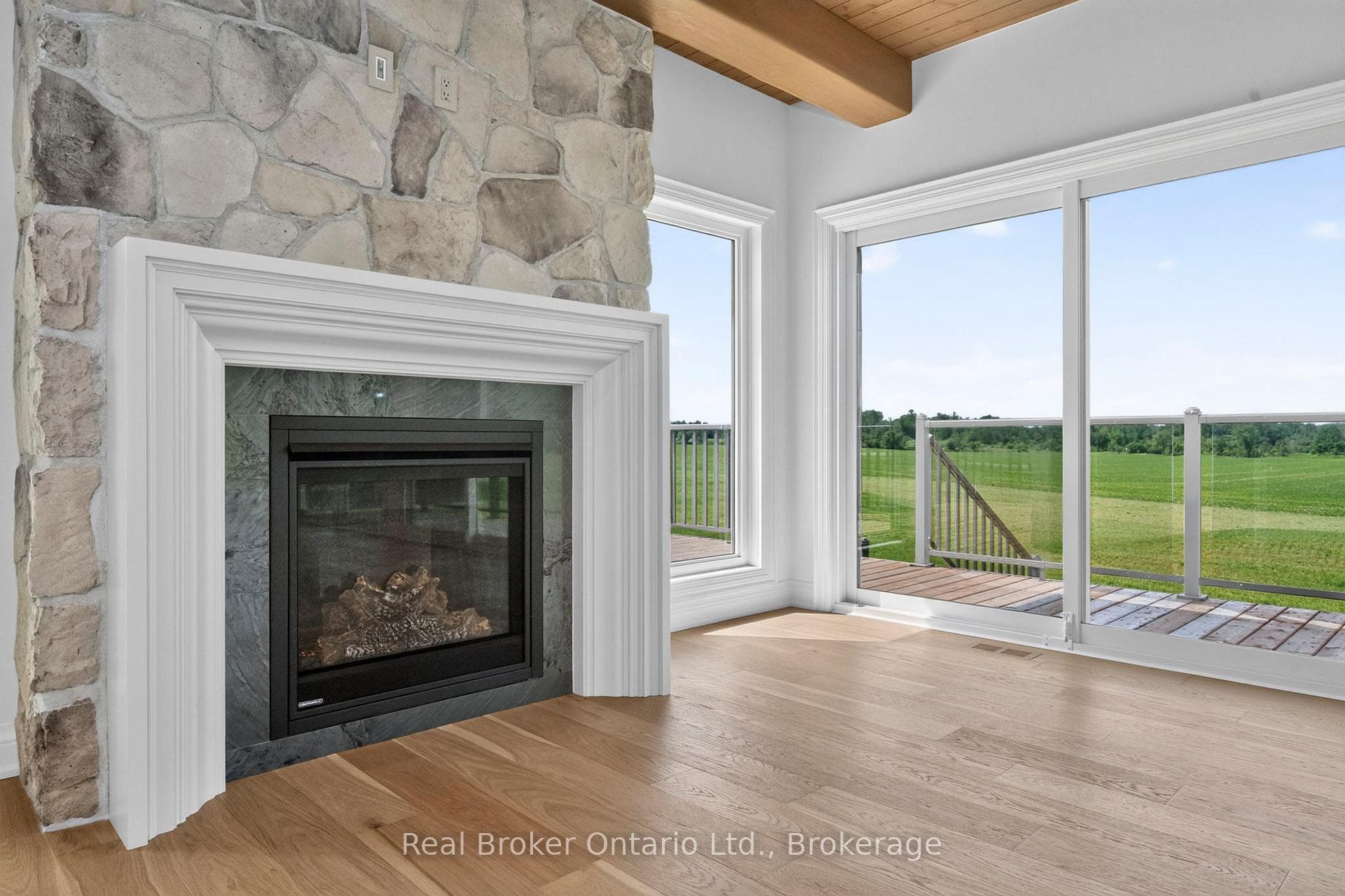 Natural Stone FP w/Gas Insert - Elec Outlet Above