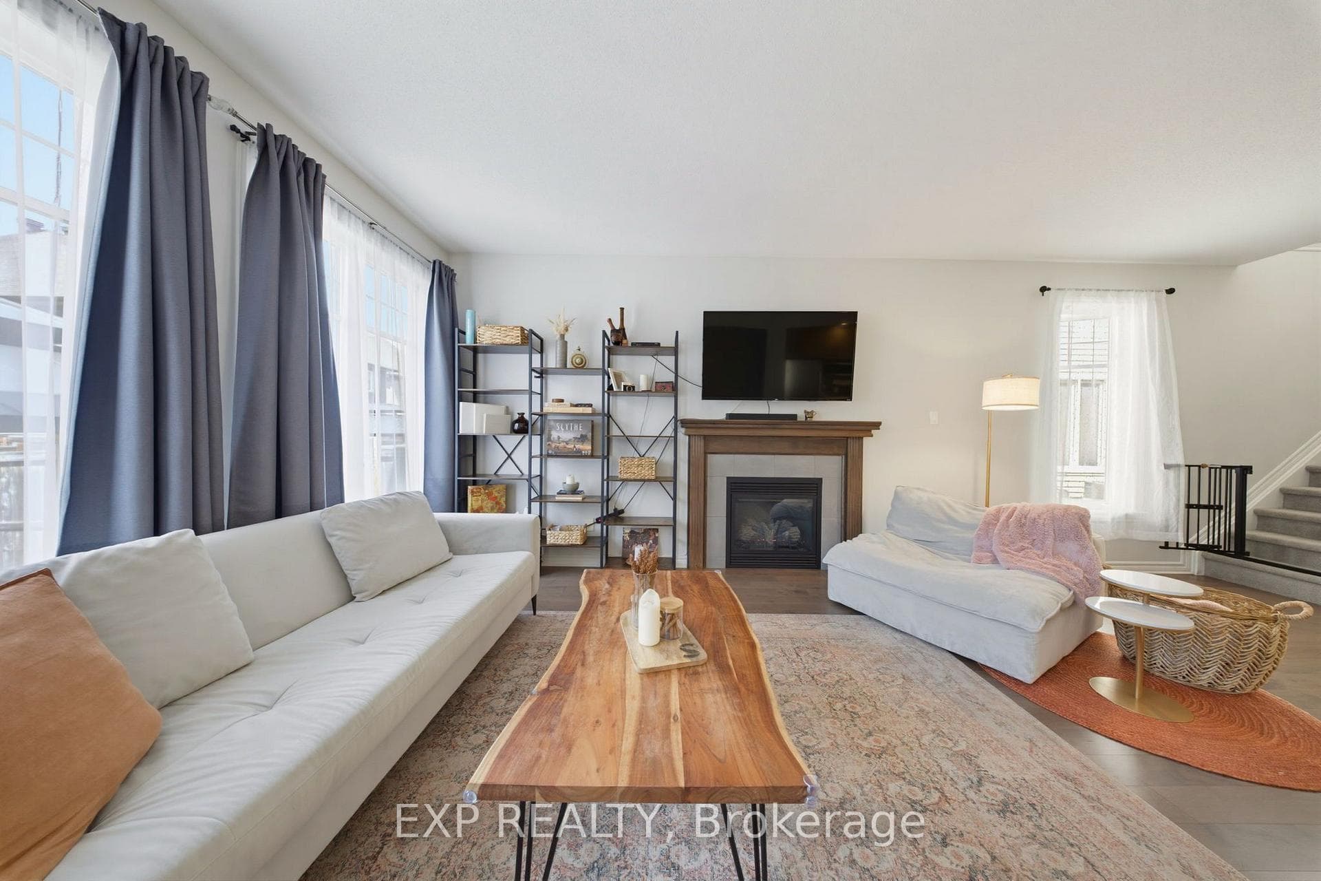 Living Room With A Cozy Gas Fireplace.