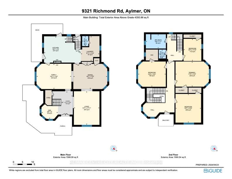 Main floor & second level floor plans
