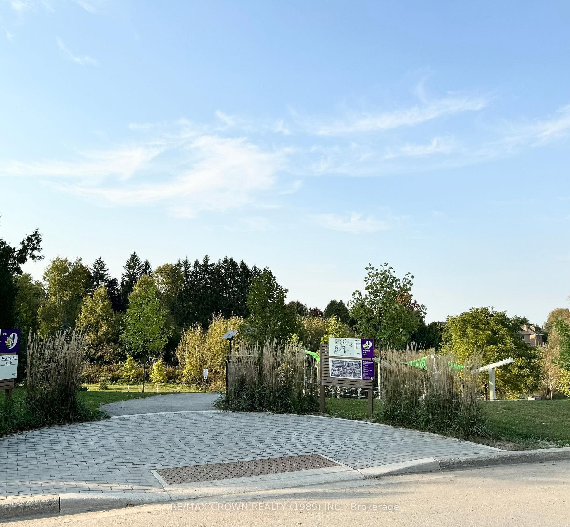 Entrance to park + trails across the street