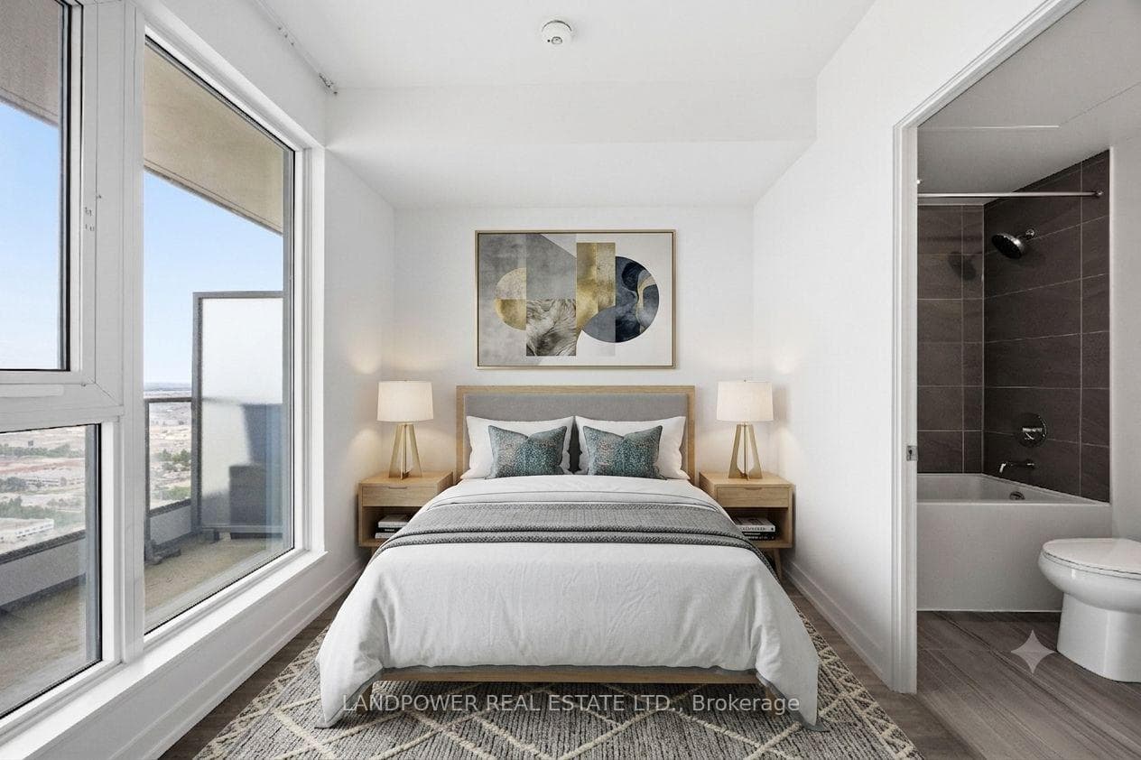 Virtually staged with a double bed