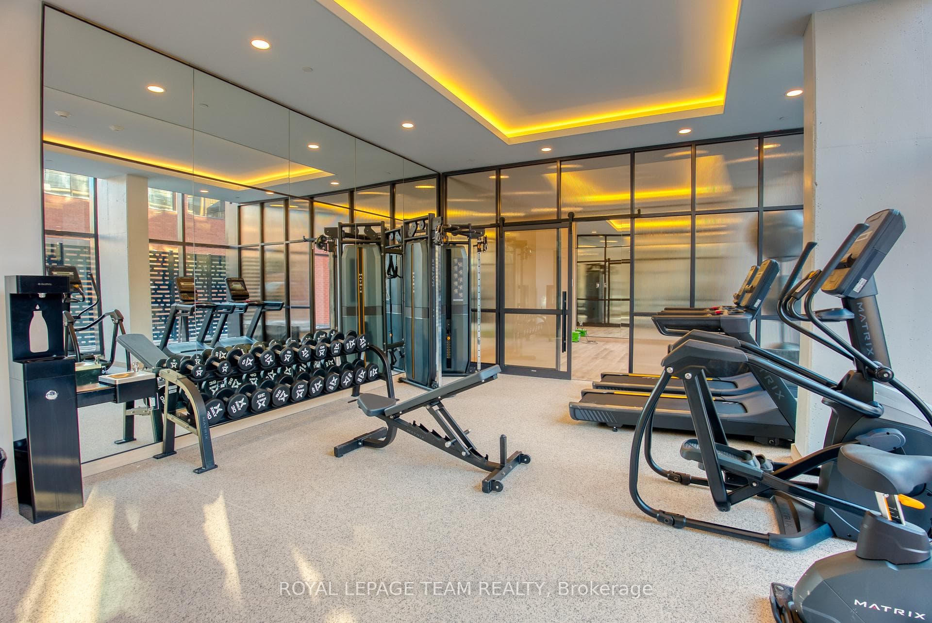 Fully equipped gym, full of natural light